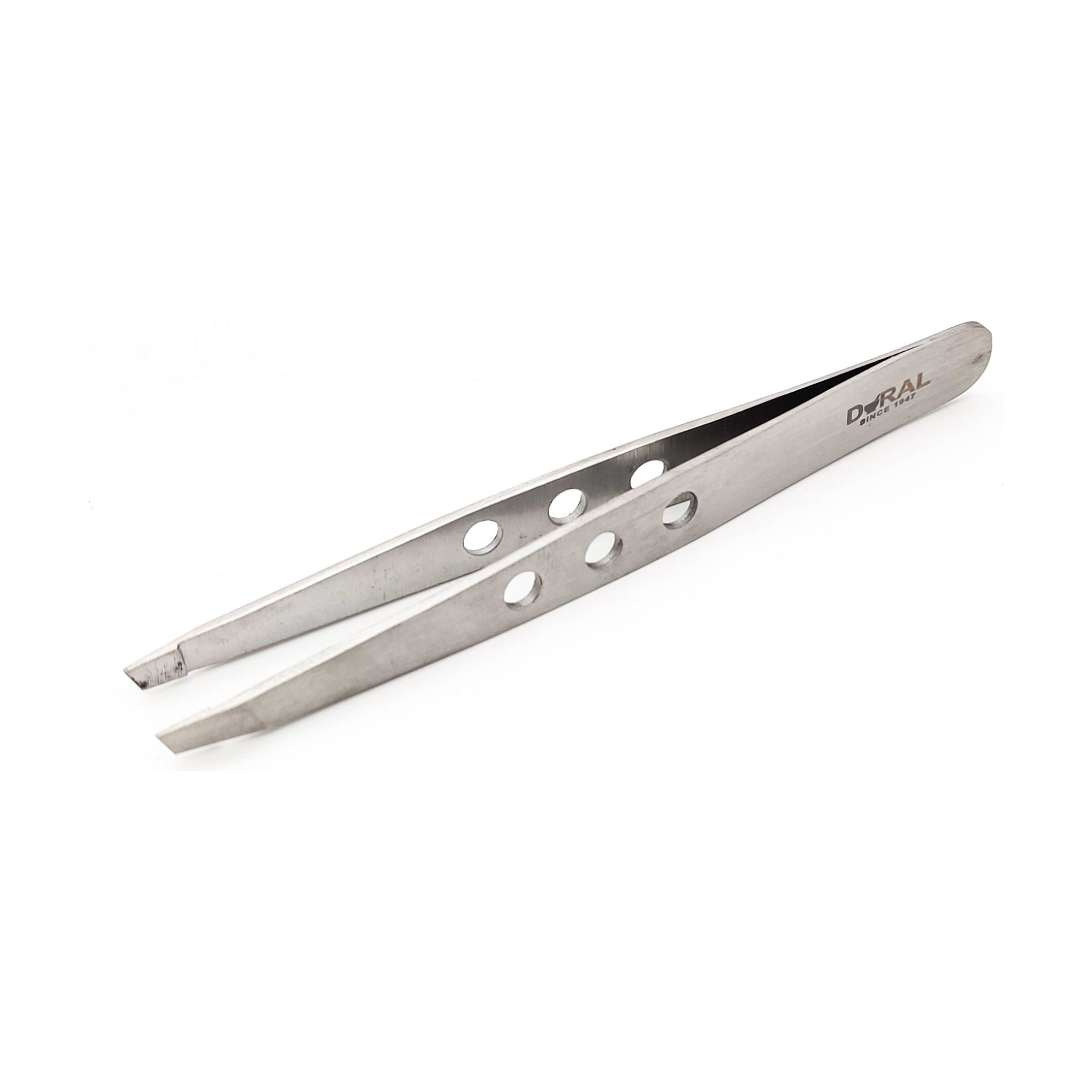 Dural Slant Tweezer Classic Triple Dots Silver
