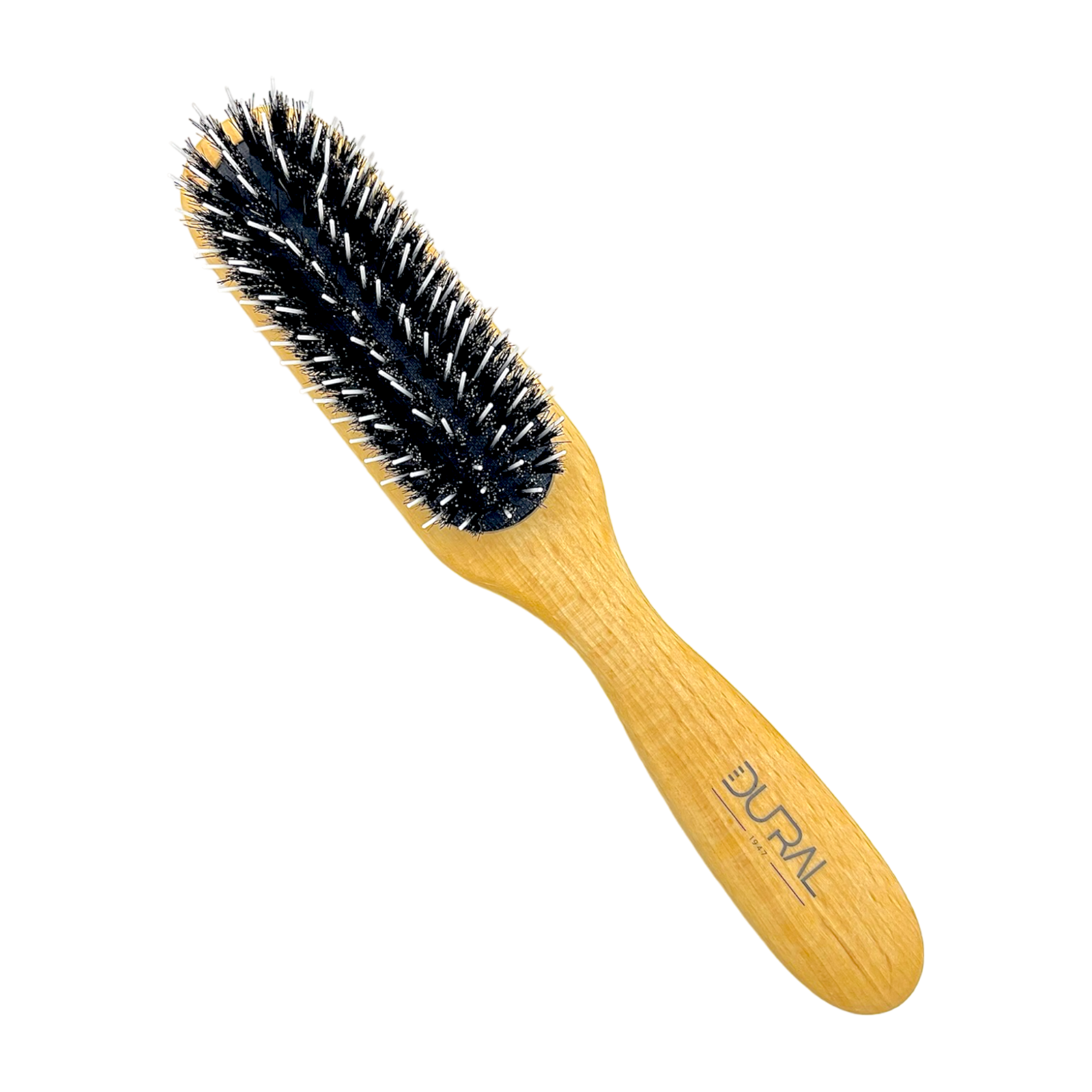 Dural Beech wood rubber cushion hair brush with boar bristles and nylon pins