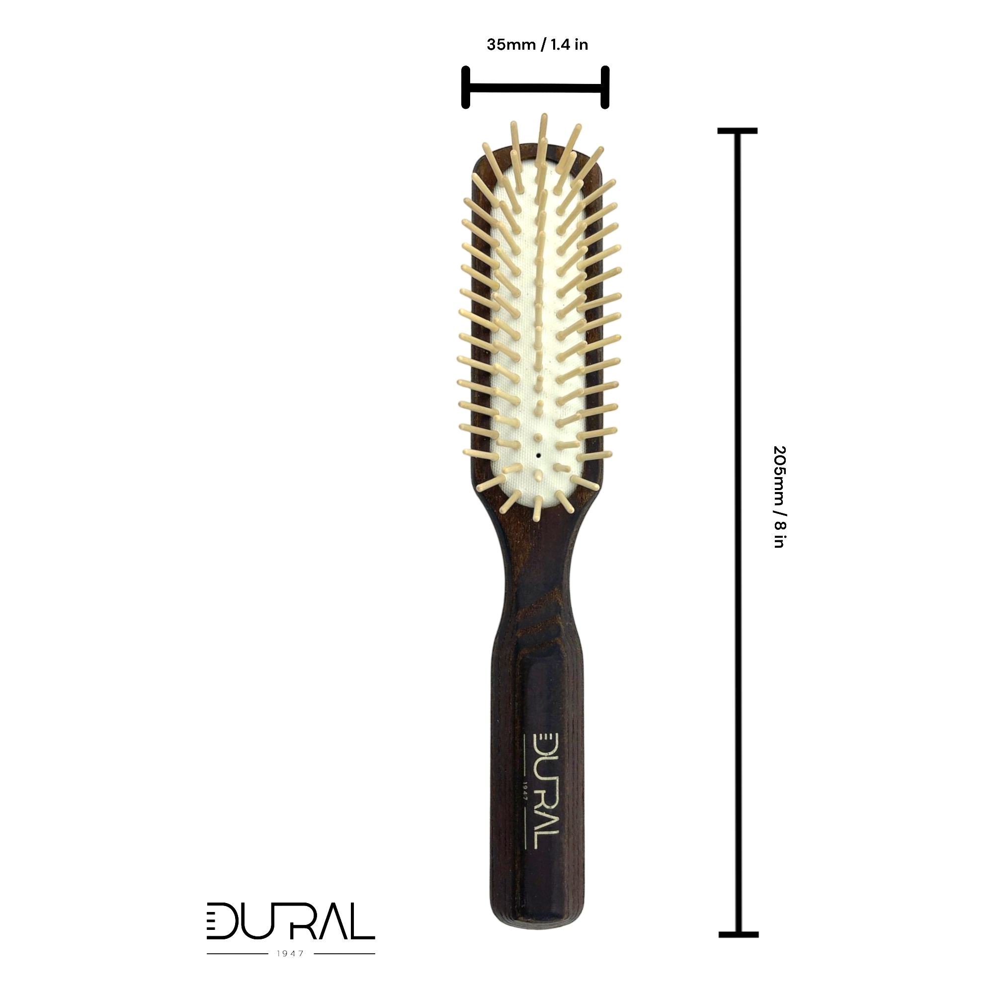 Dural Thermo-Wood rubber cushion hair brush with wooden pins - 5 rows