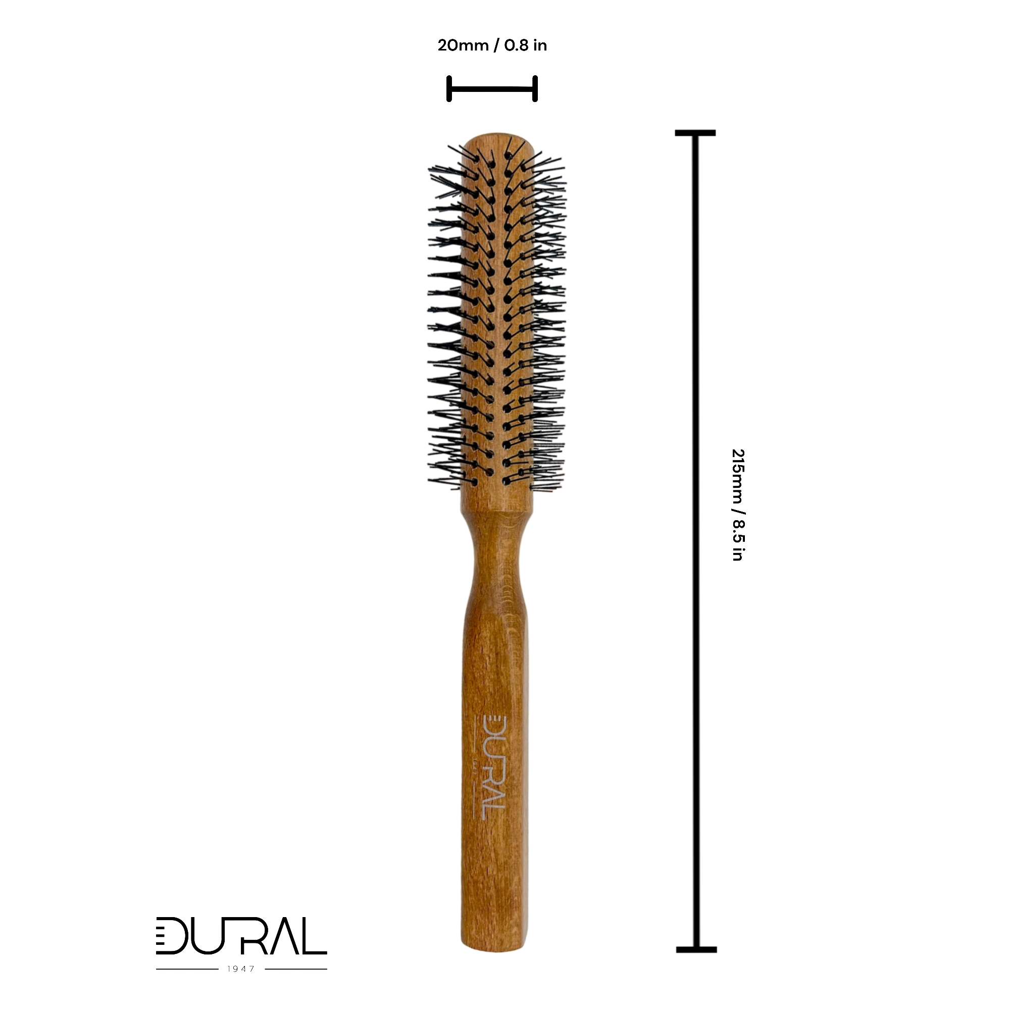 Dural Beech wood round-styler hair brush with nylon pins - 14 rows