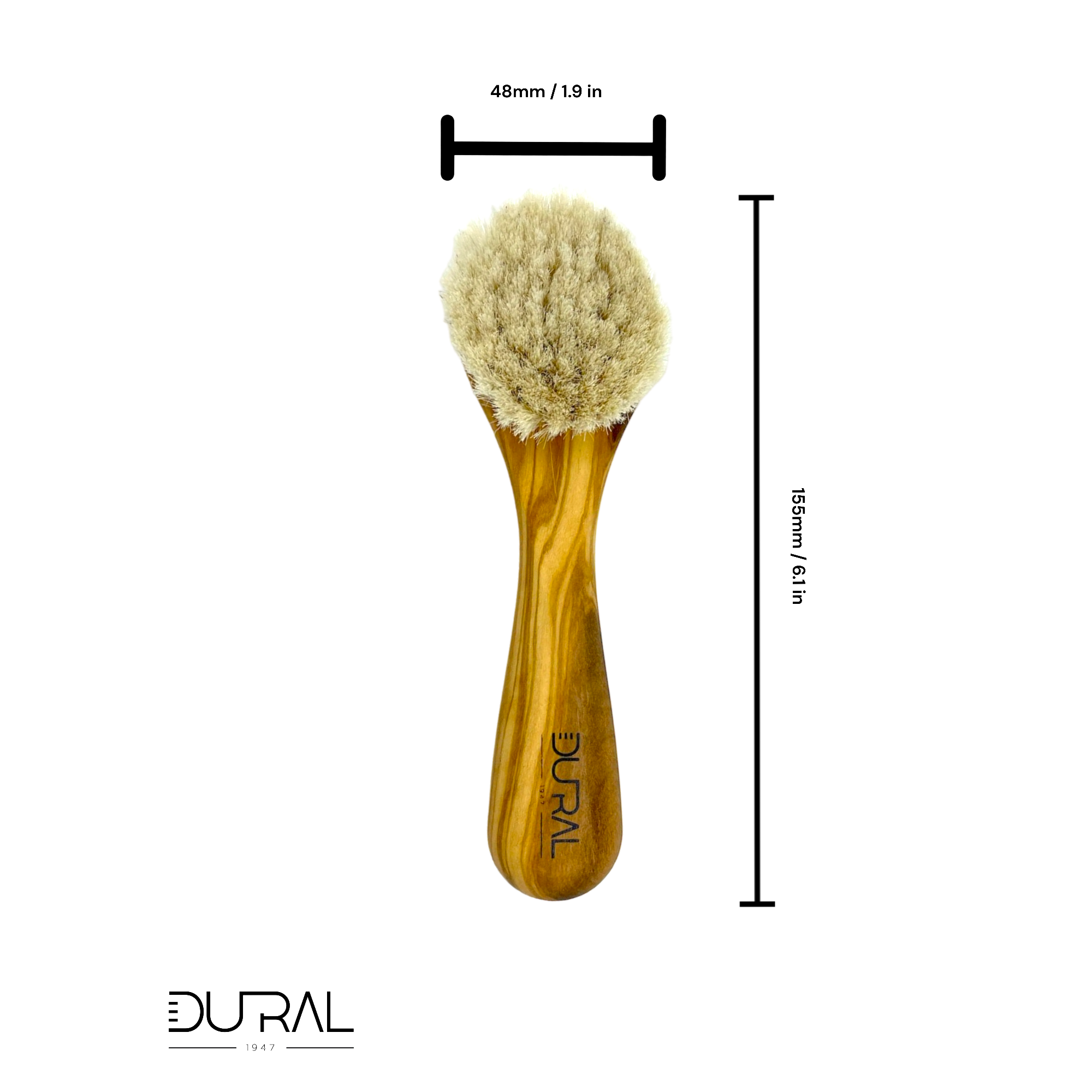 Dural Olive wood face & skin brush with natural goats hair