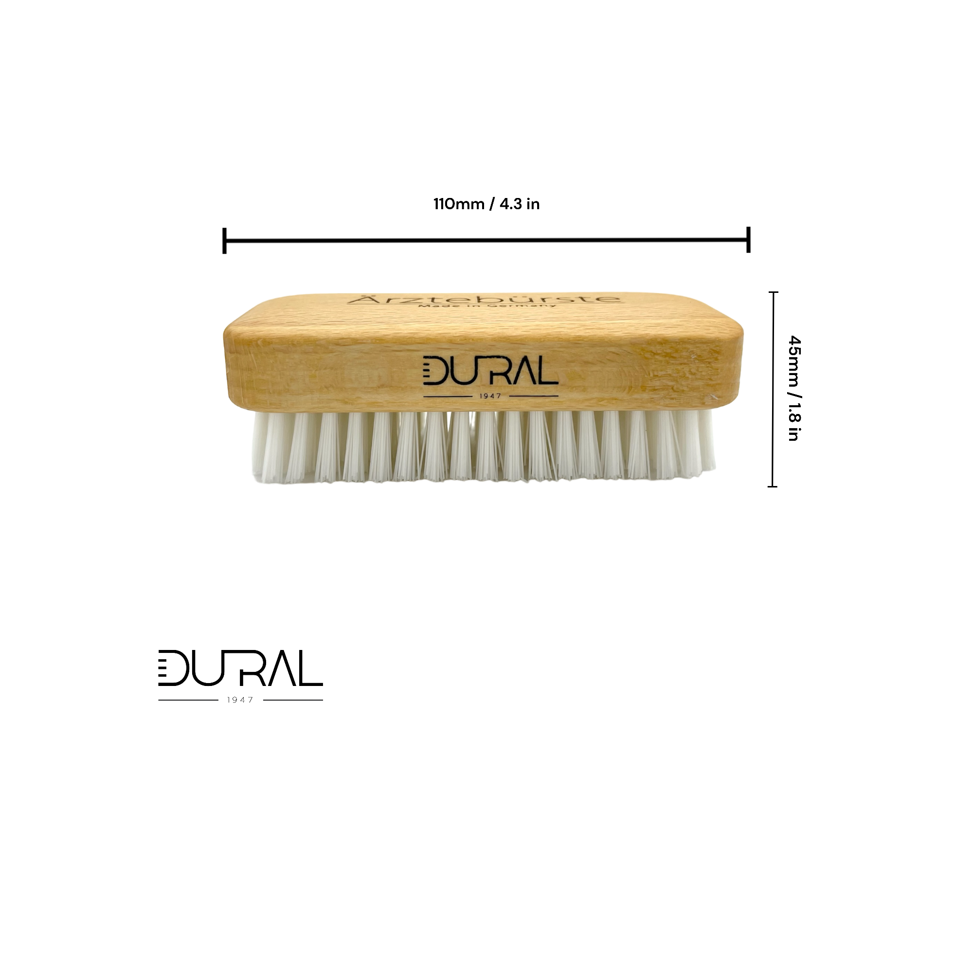 Dural Beech wood hand & nail brush with nylon bristles - 7 rows