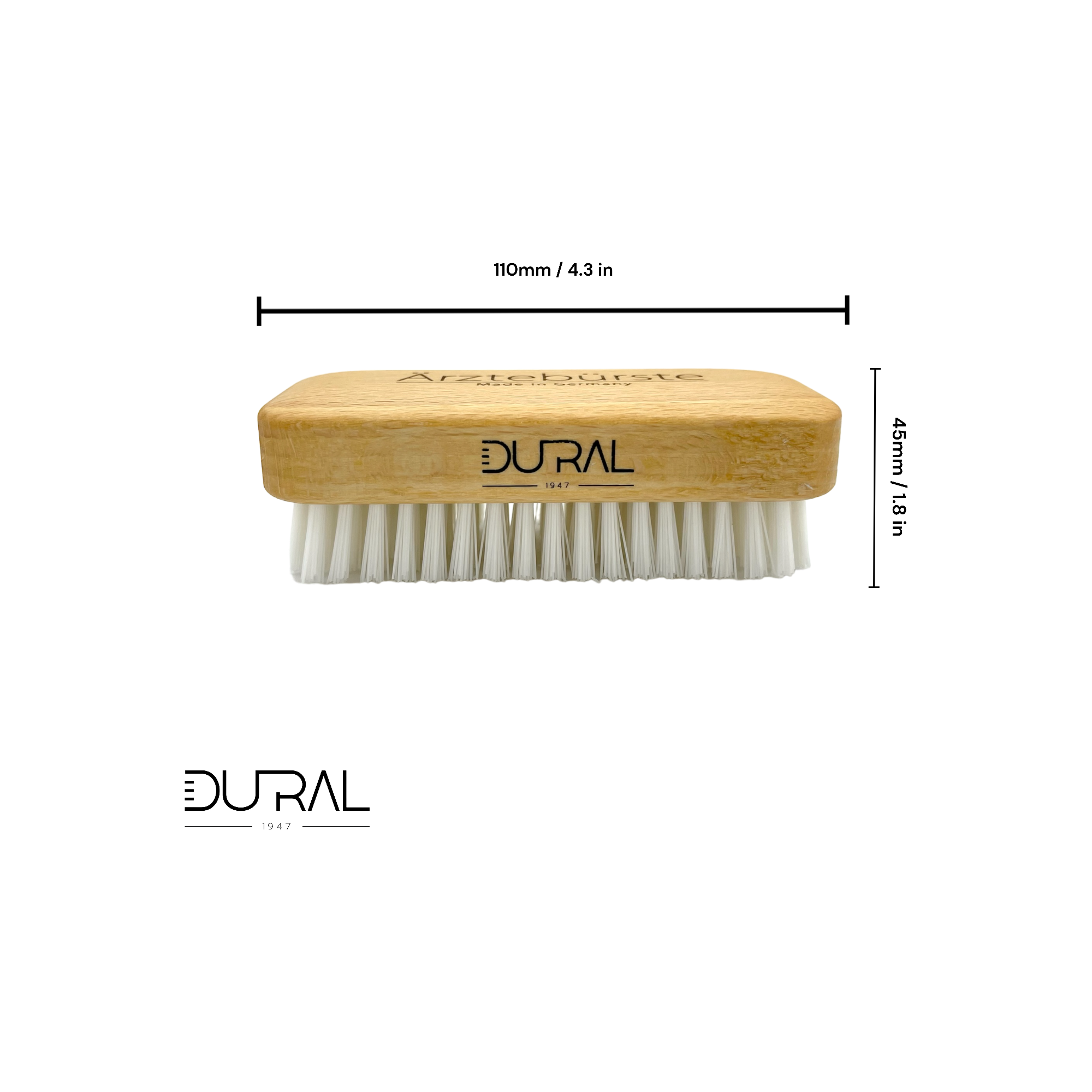 Dural Beech wood hand & nail brush with nylon bristles - 7 rows