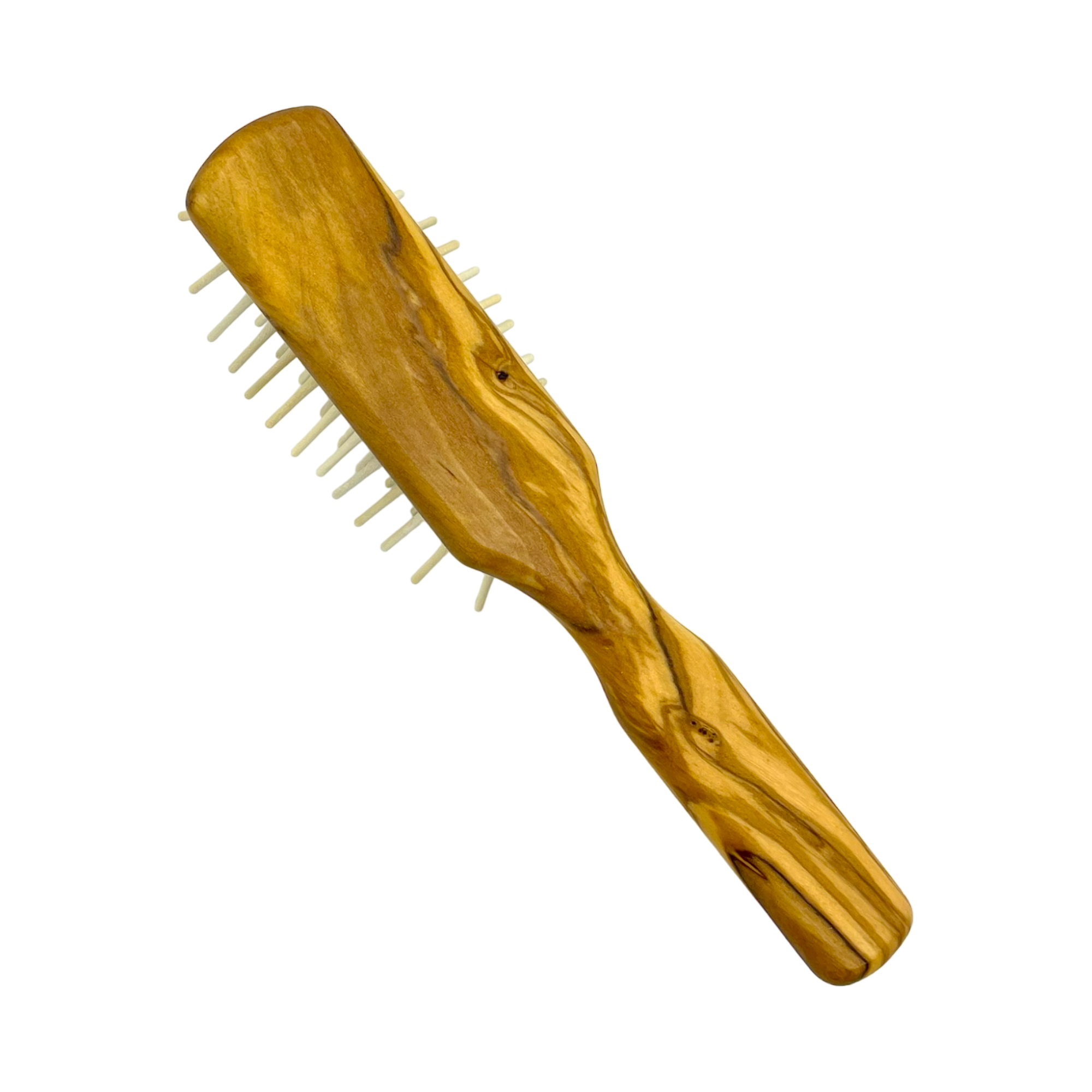 Dural Olive wood rubber cushion hair brush with long wooden pins