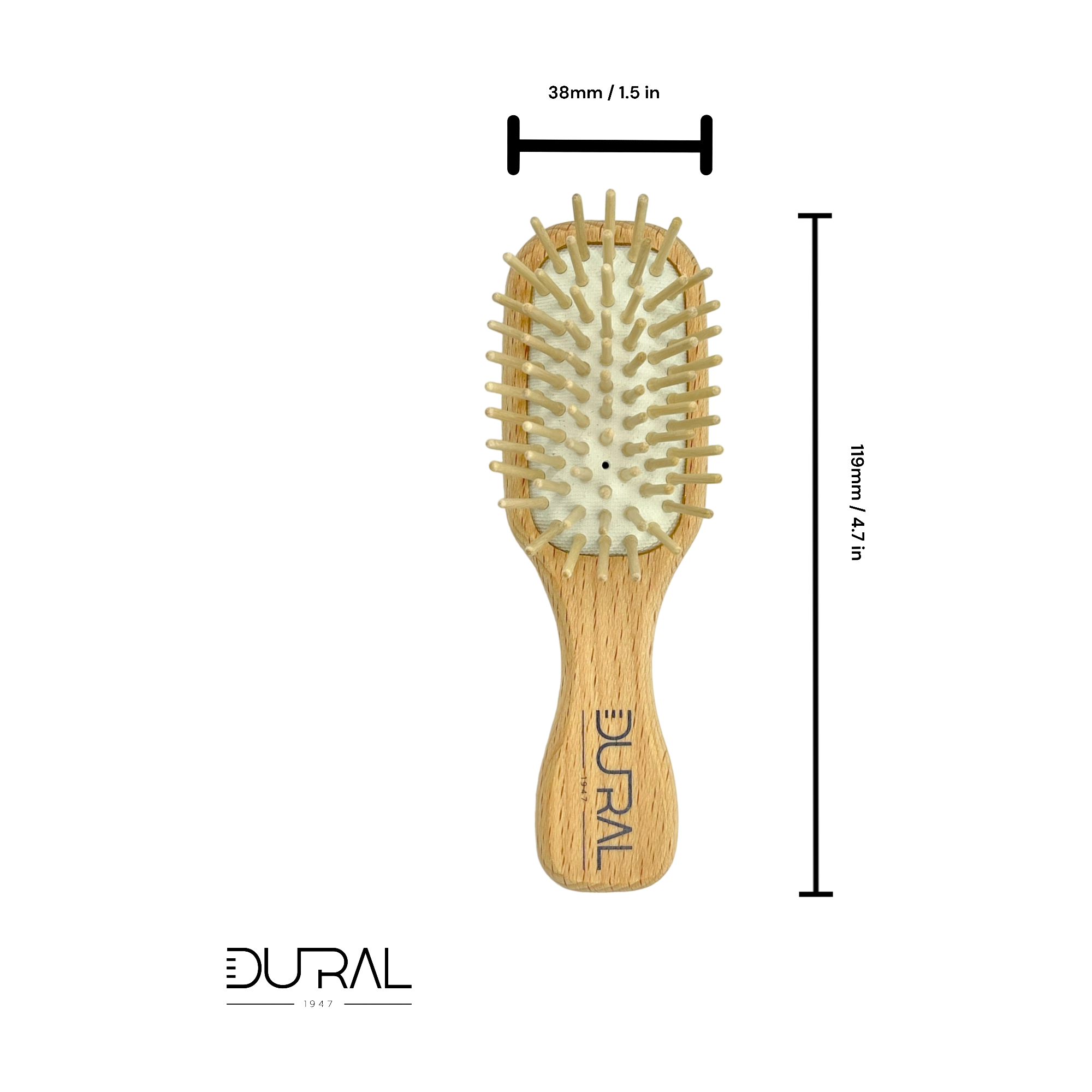 Dural Beech wood rubber cushion mini hair brush with wooden pins