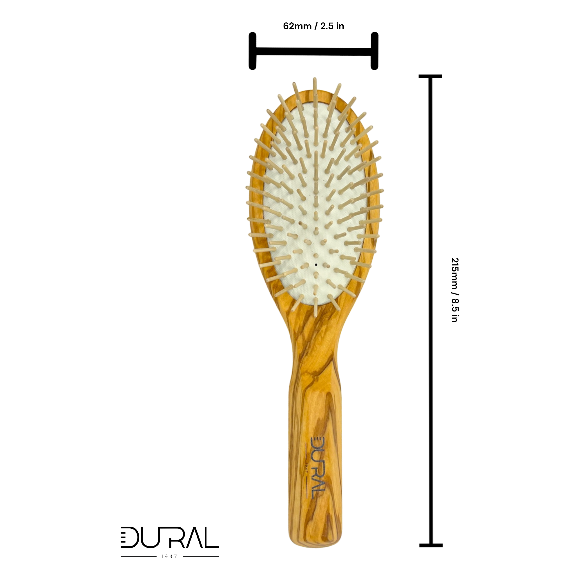 Dural Olive wood rubber cushion hair brush with wooden pins