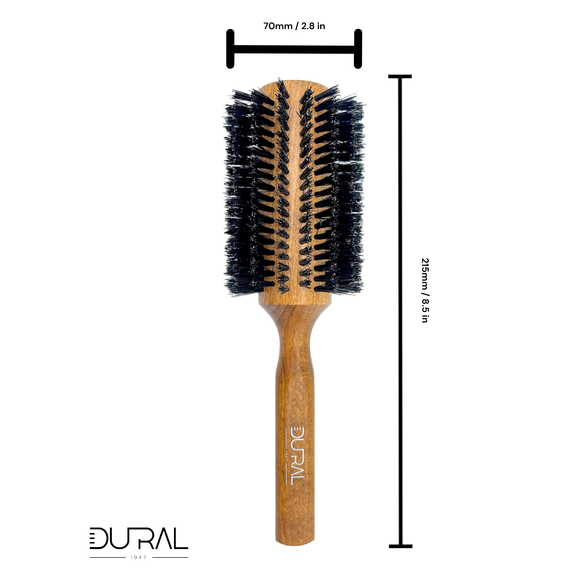 Dural Beech wood round-styler hair brush with boar bristles - 16 rows