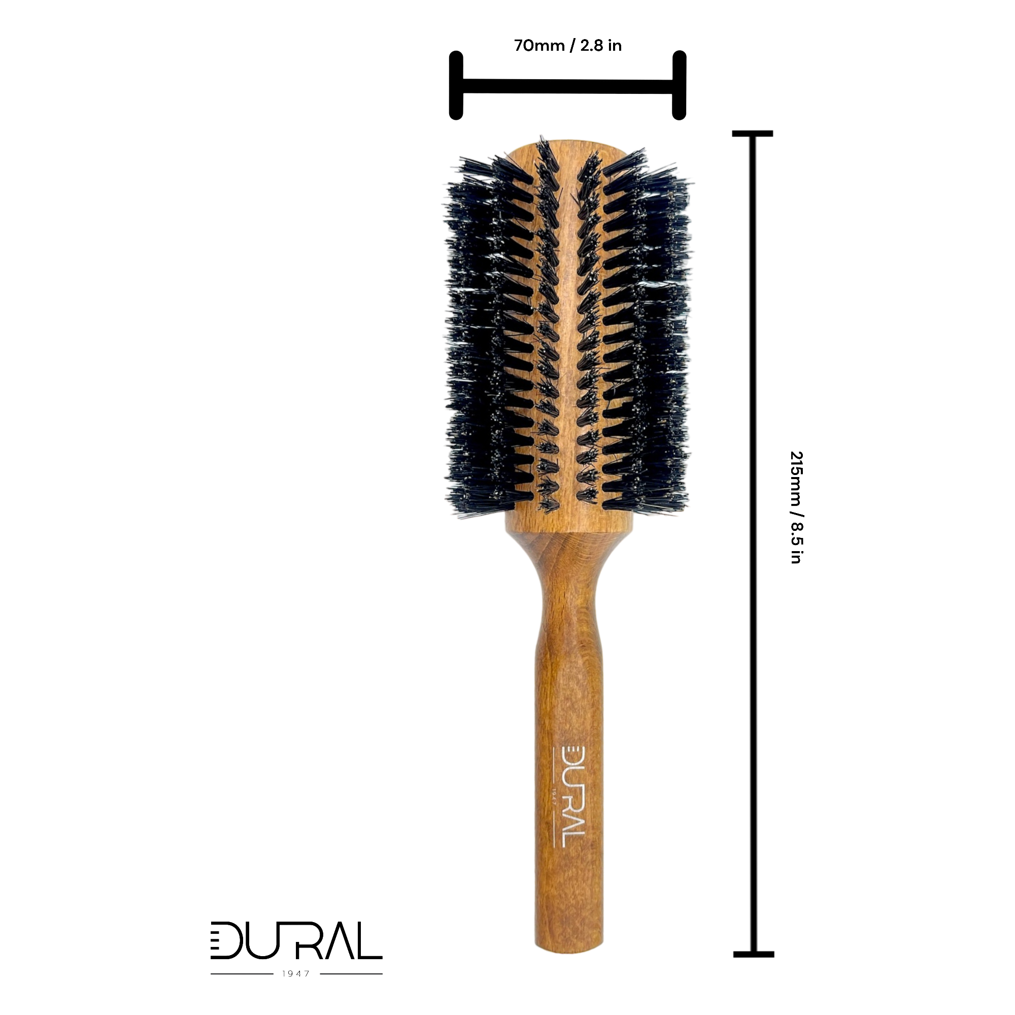 Dural Beech wood round-styler hair brush with boar bristles - 16 rows