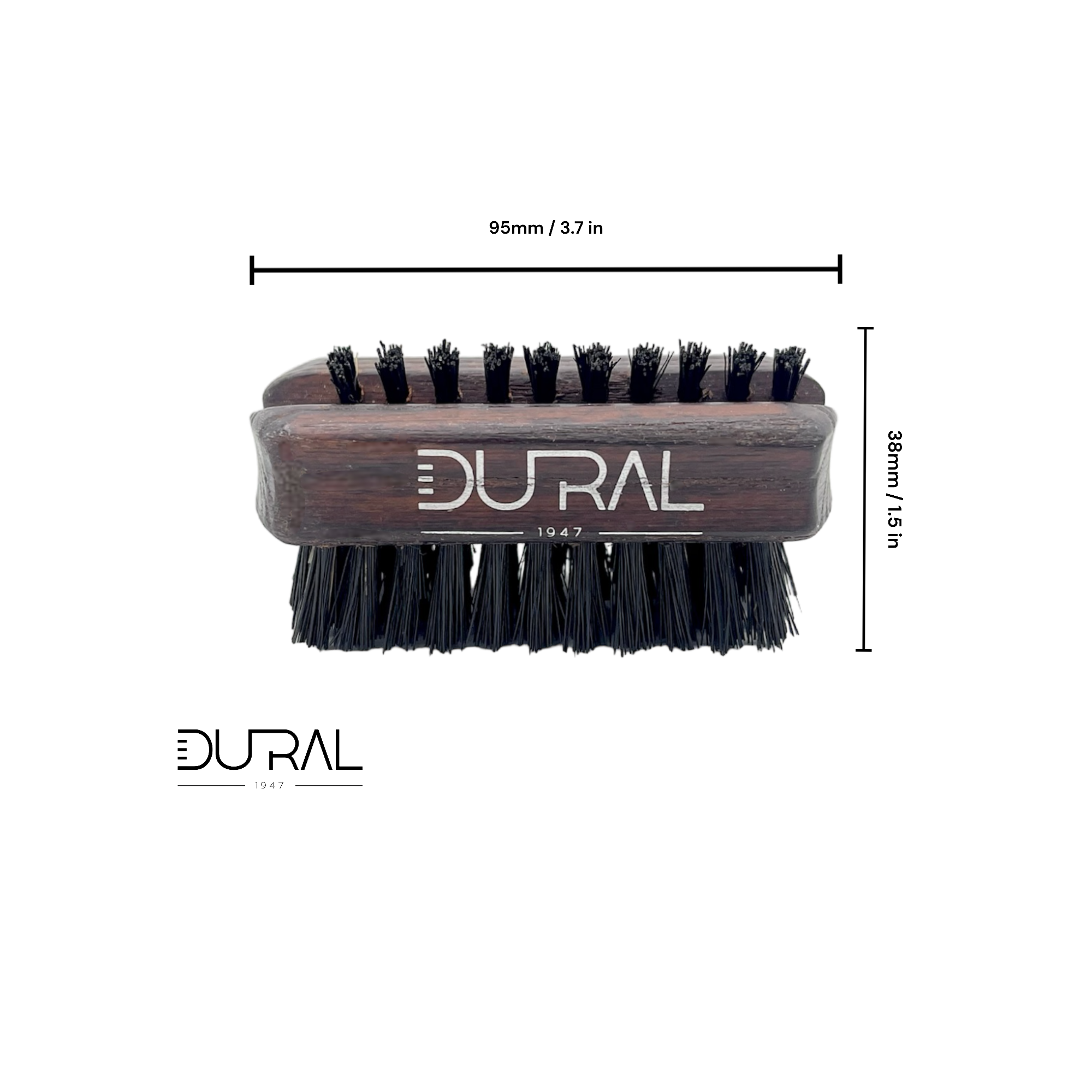 Dural Thermo ash wood travel size nail brush with black natural bristles