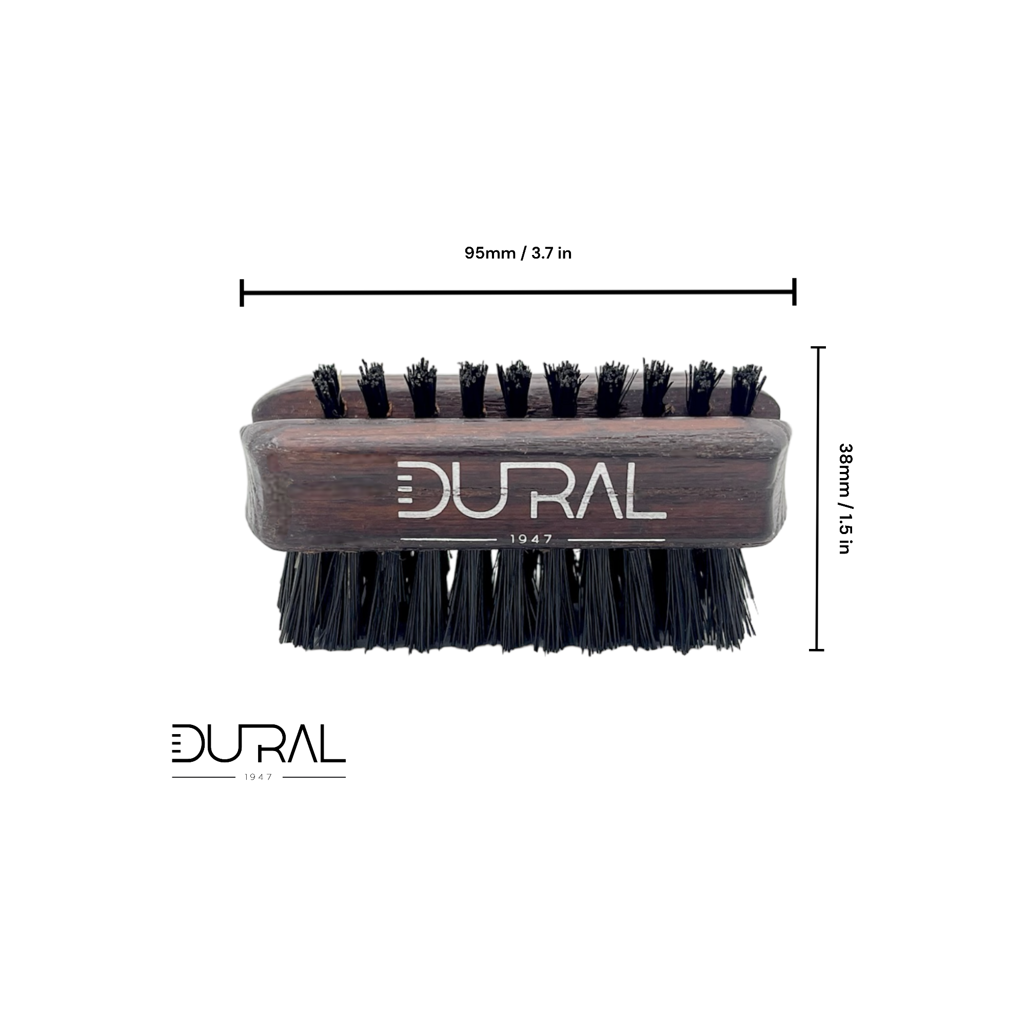 Dural Thermo ash wood travel size nail brush with black natural bristles