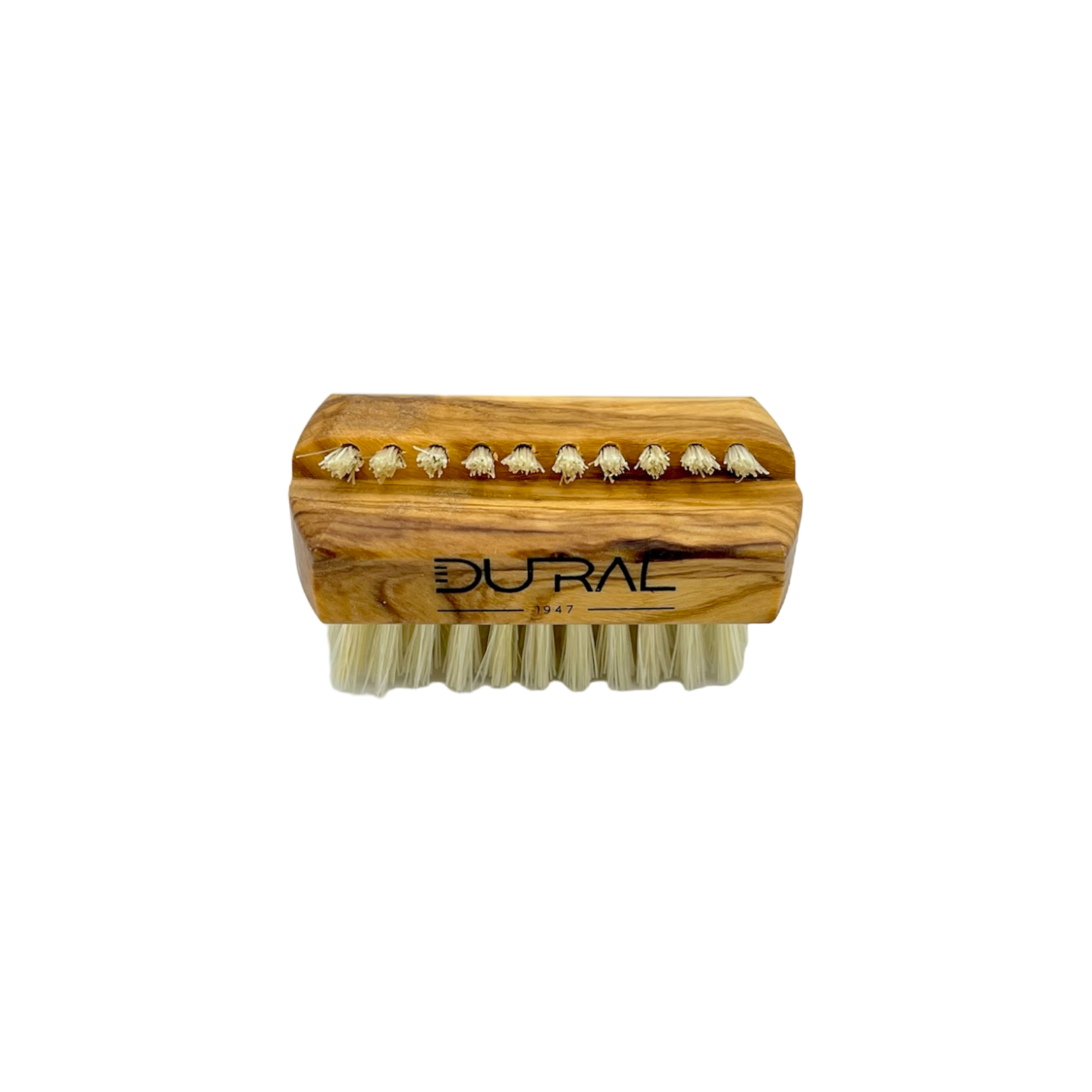 Dural Olive wood travel size nail brush with light natural bristles