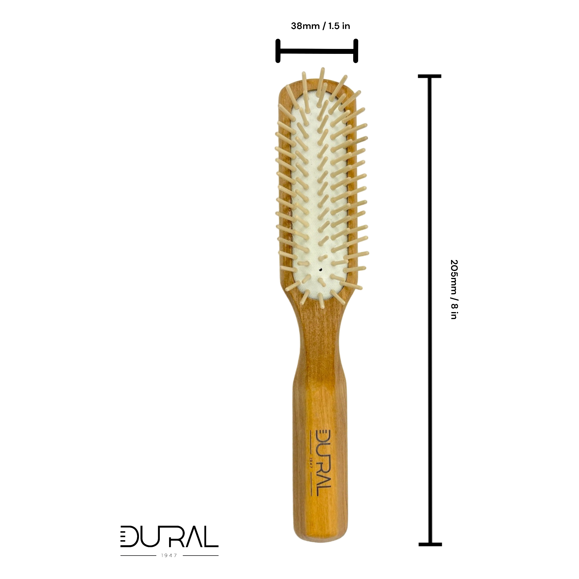 Dural Olive wood rubber cushion hair brush with wooden pins