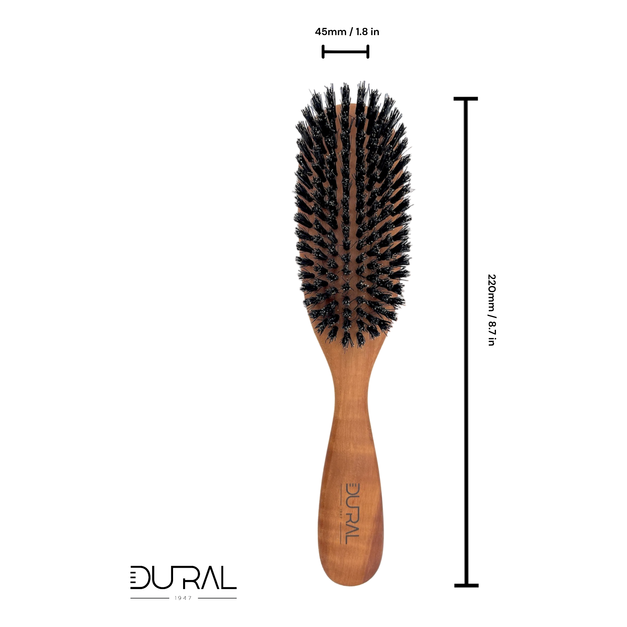 Dural Pear wood oval hair brush with boar bristles - 8 rows