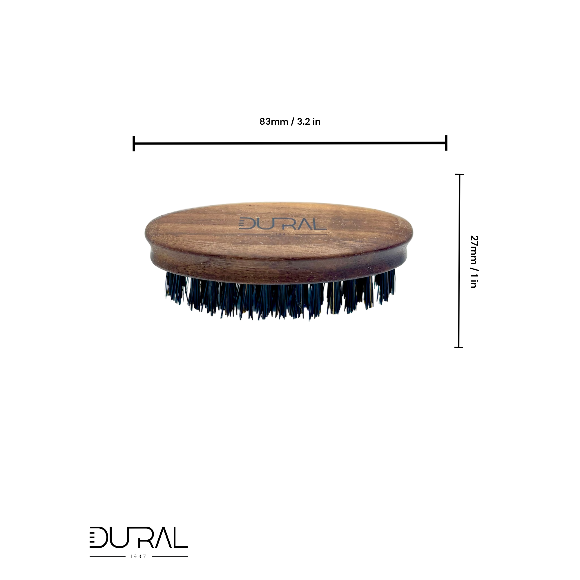 Dural nutwood beard brush with pure wild boar bristles