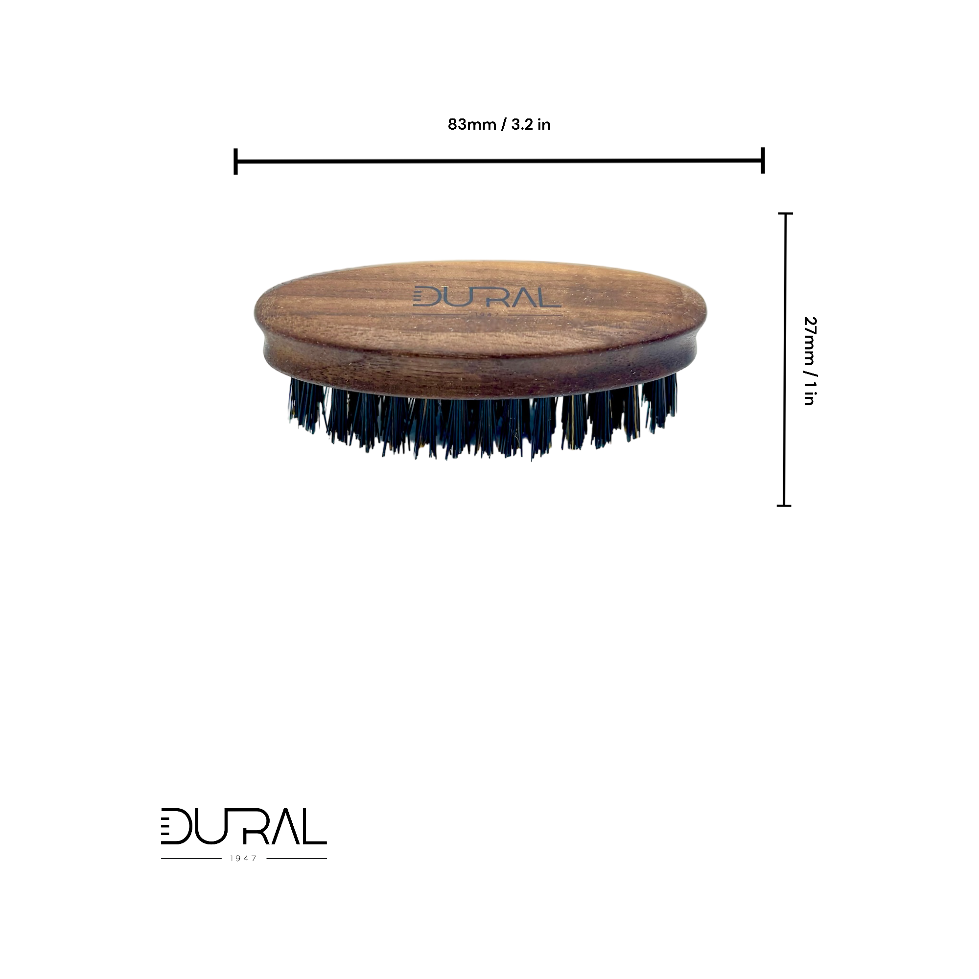 Dural nutwood beard brush with pure wild boar bristles