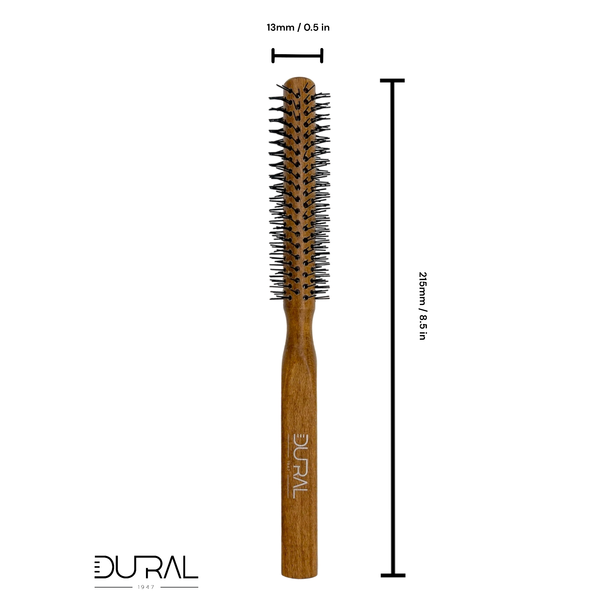 Dural Beech wood round-styler hair brush with nylon pins - 12 rows