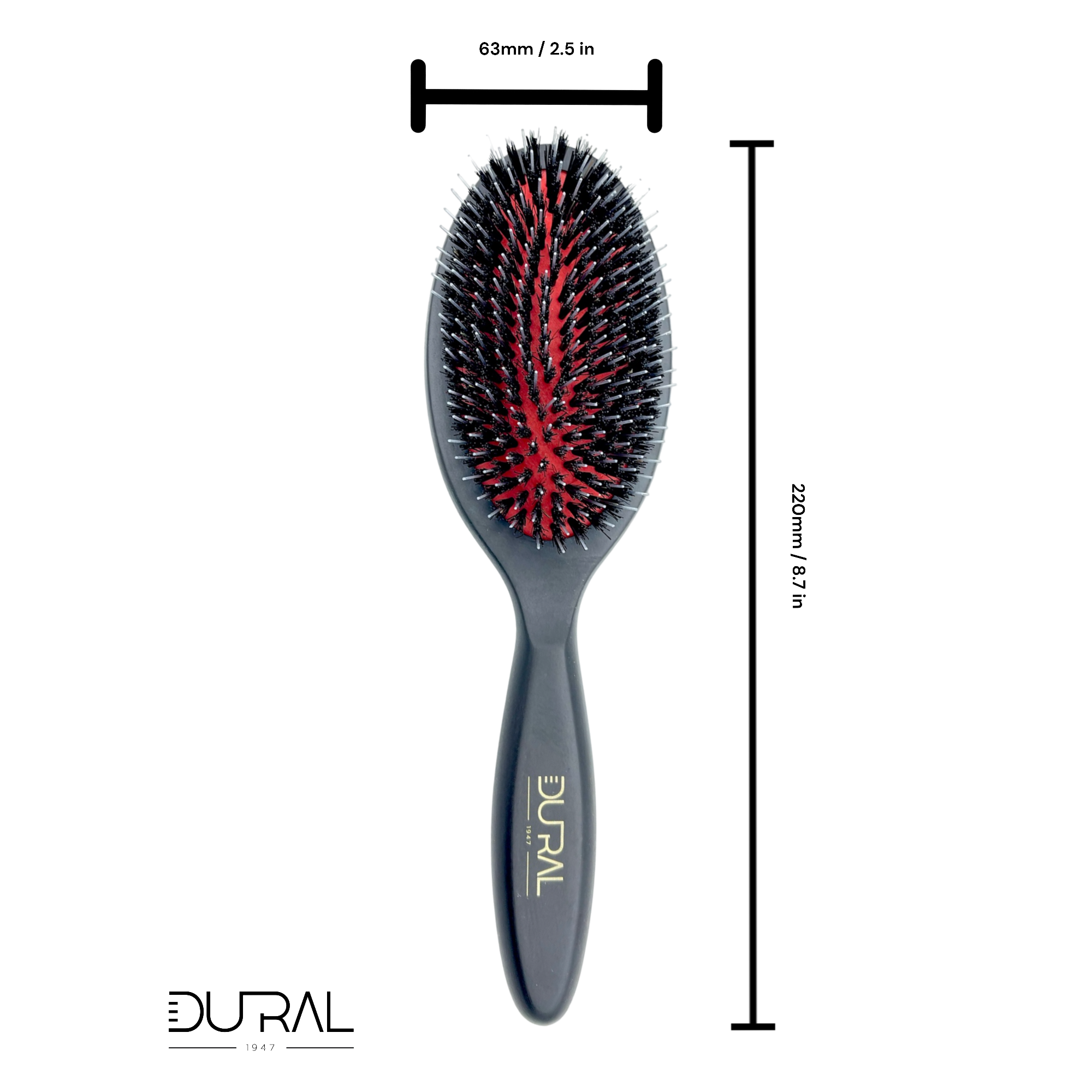 Dural Beech wood rubber cushion hair brush with boar bristles and nylon