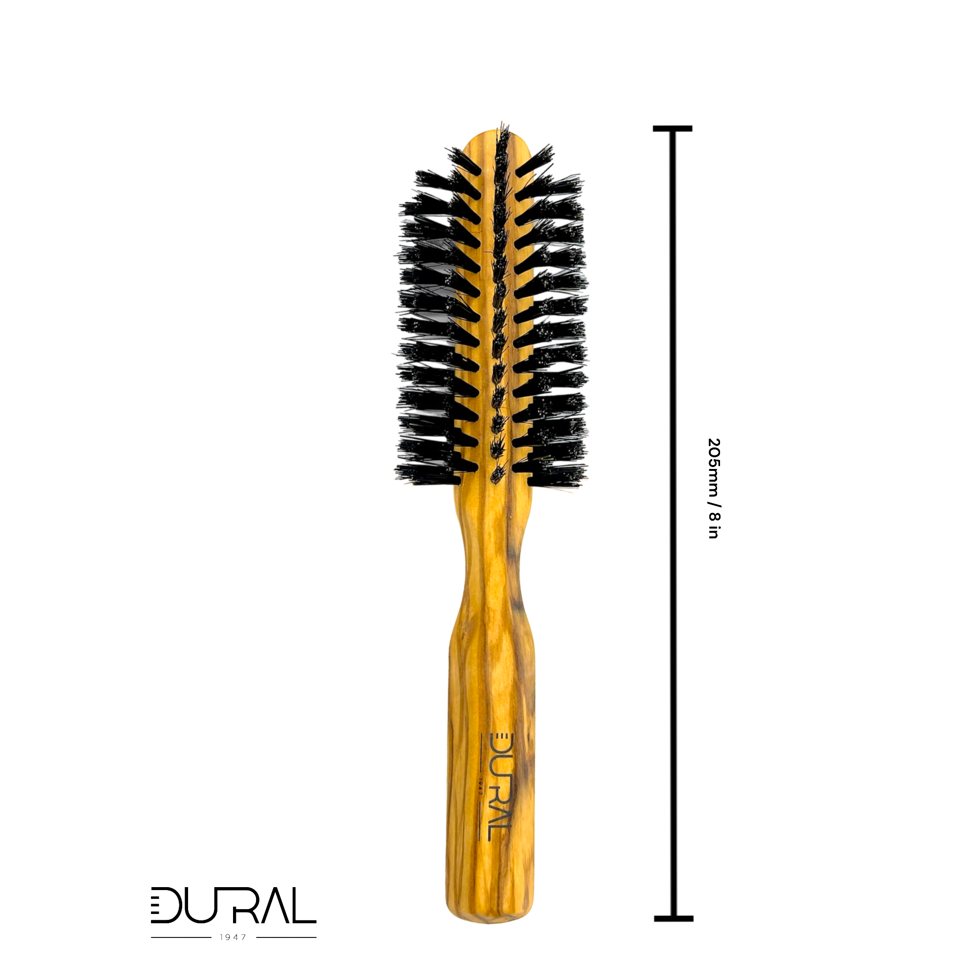Dural Olive wood half-round hair brush with boar bristles - 7 rows