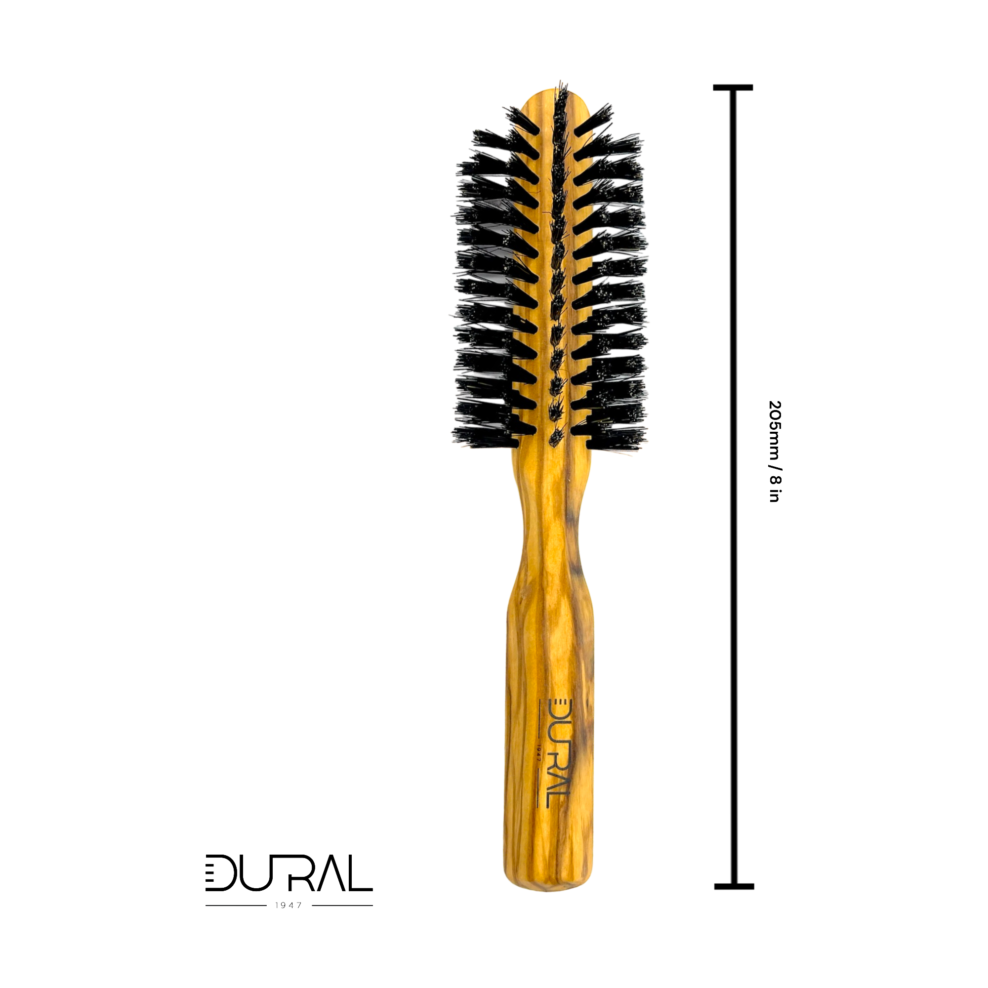 Dural Olive wood half-round hair brush with boar bristles - 7 rows