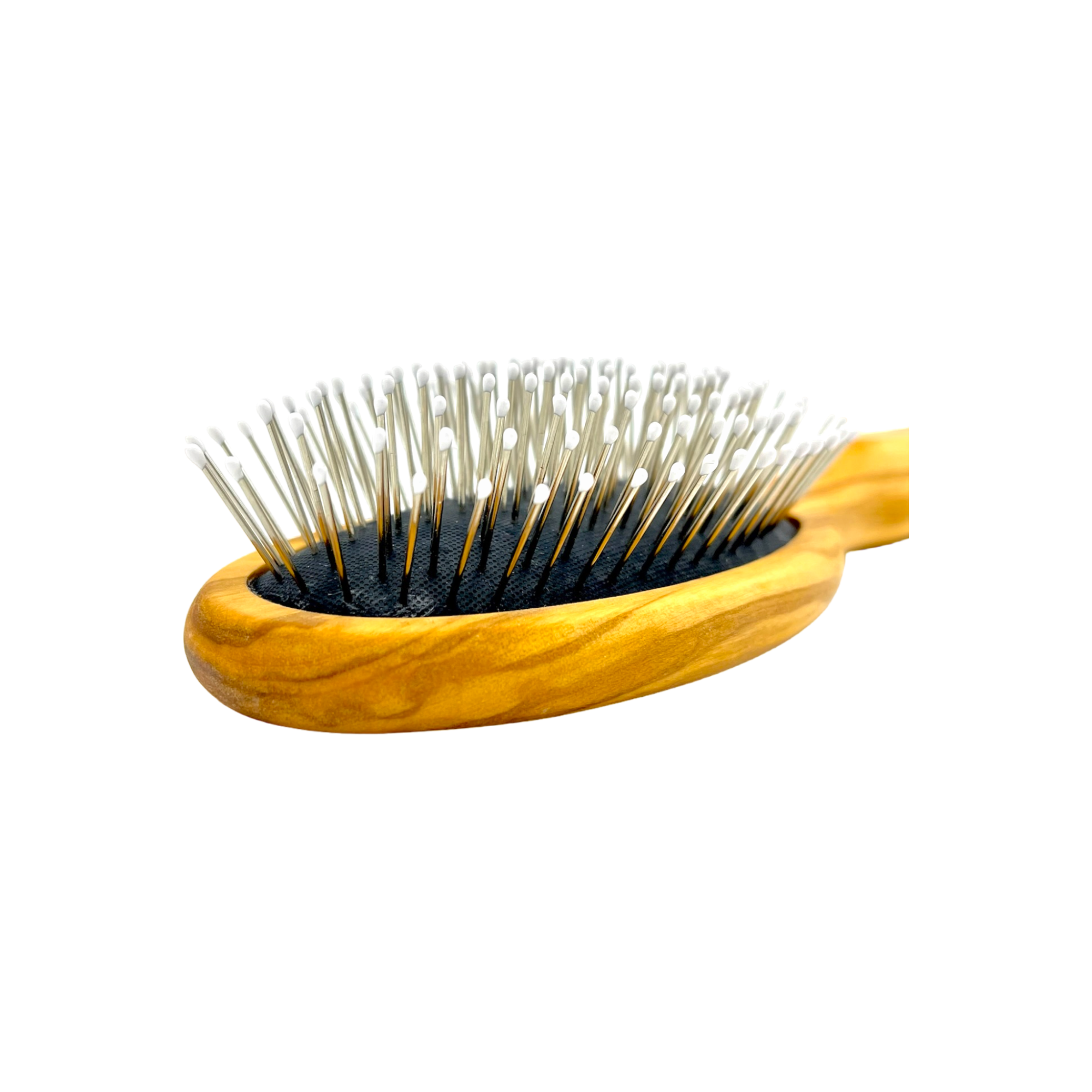 Dural Olive wood rubber cushion hair brush with steel pins and ball tips