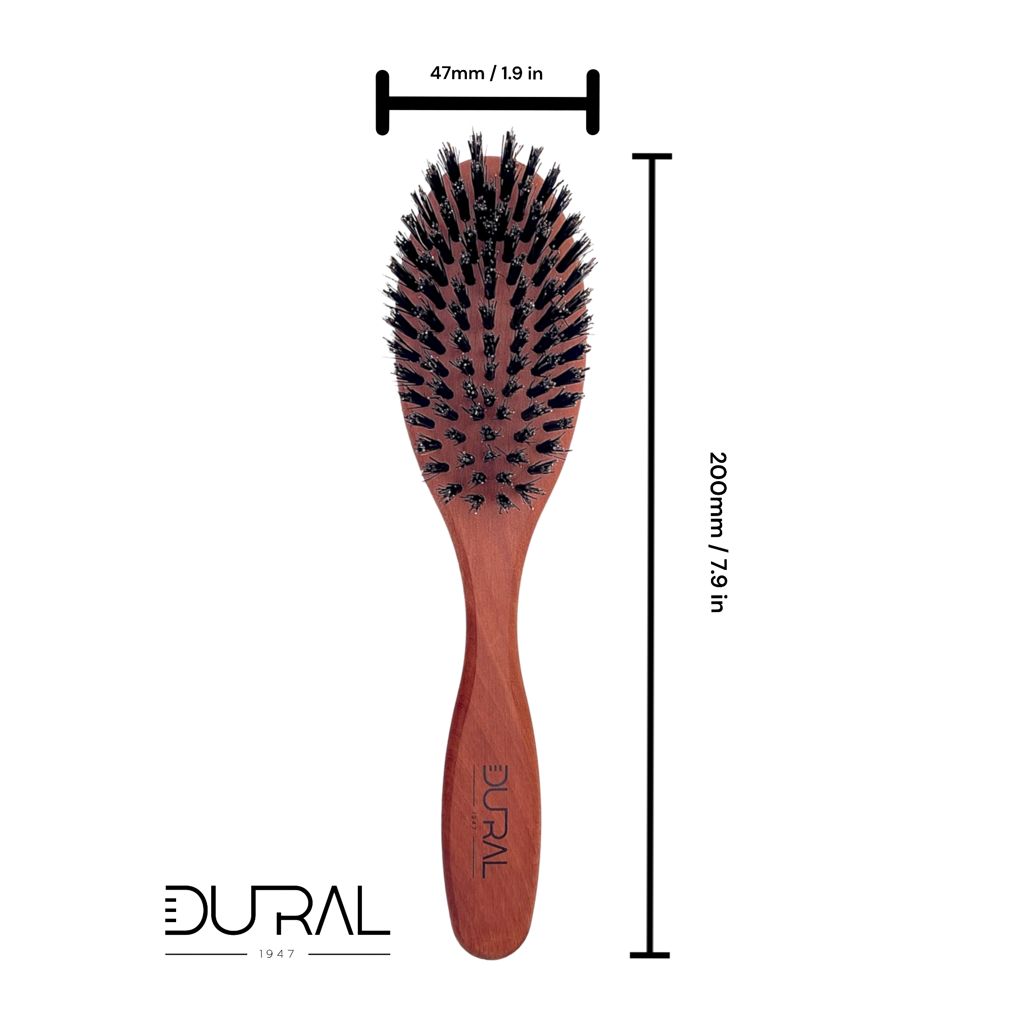 Dural Hair Brush 7 Rows Oiled Pear Wood Pure Wild Boar Bristles