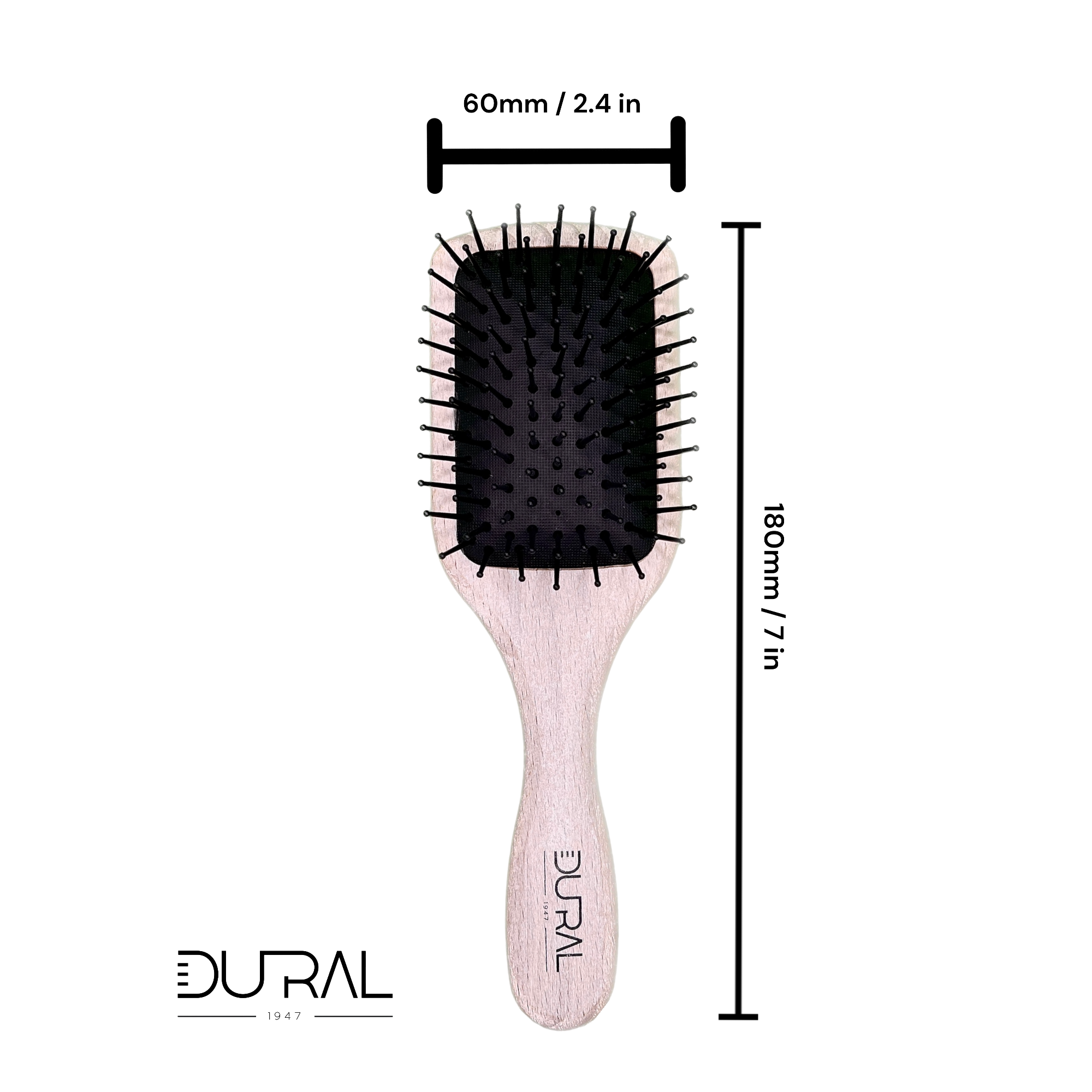 Dural Wooden Paddle Brush small Beech Wood Plastic pins with ball tips