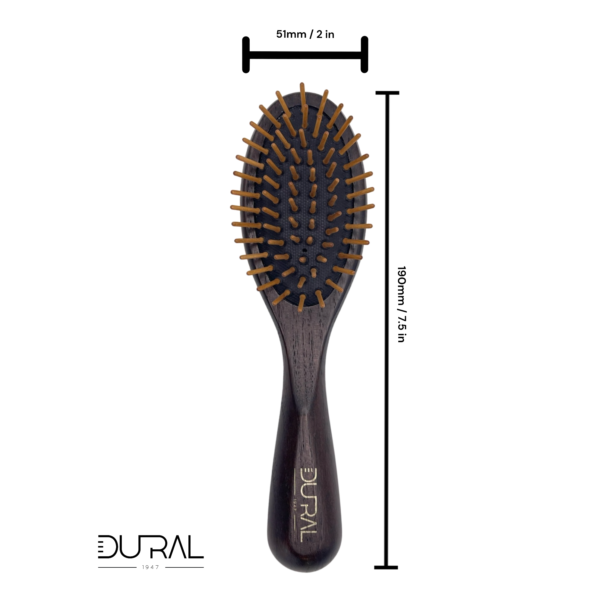 Dural ash wood, rubber cushion Hair Brush with wooden pins