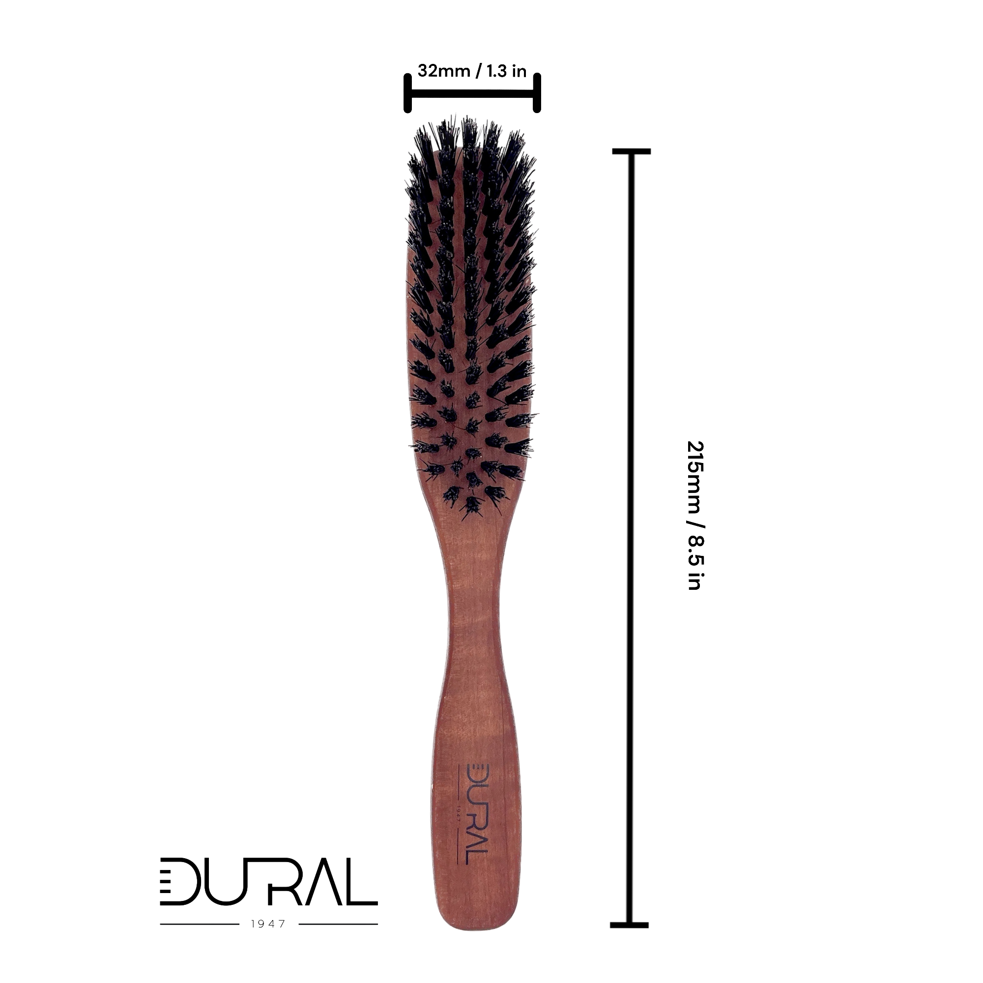 Dural Hair Brush 5 Rows Pear Wood Oiled Wild Boar