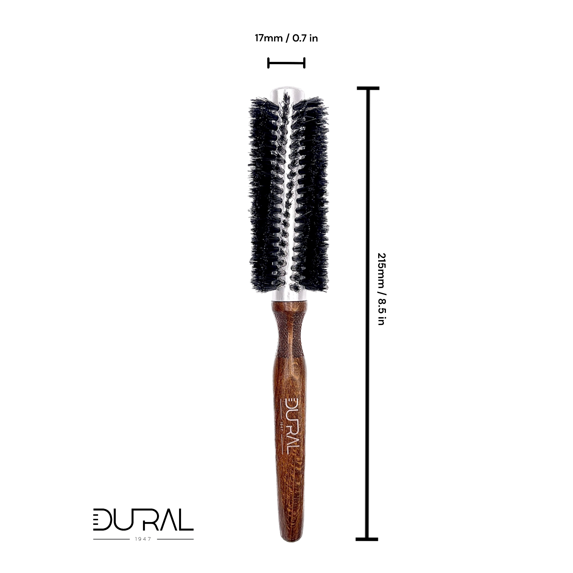 Dural Hair Brush 12 Rows Wood/Steel Pure Wild Boar Bristles