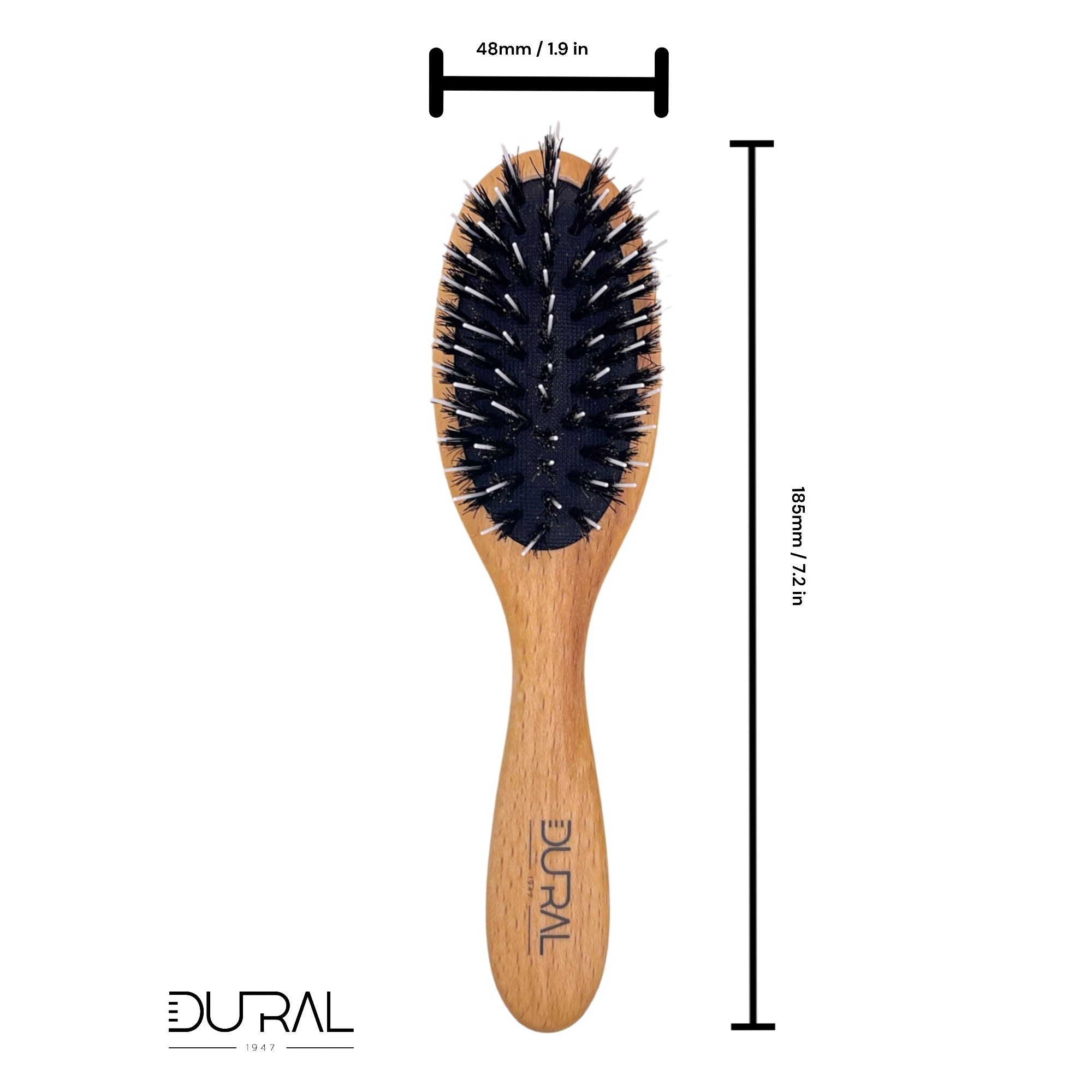 Dural Beech Wood rubber cushion hair brush with boar bristles and nylon