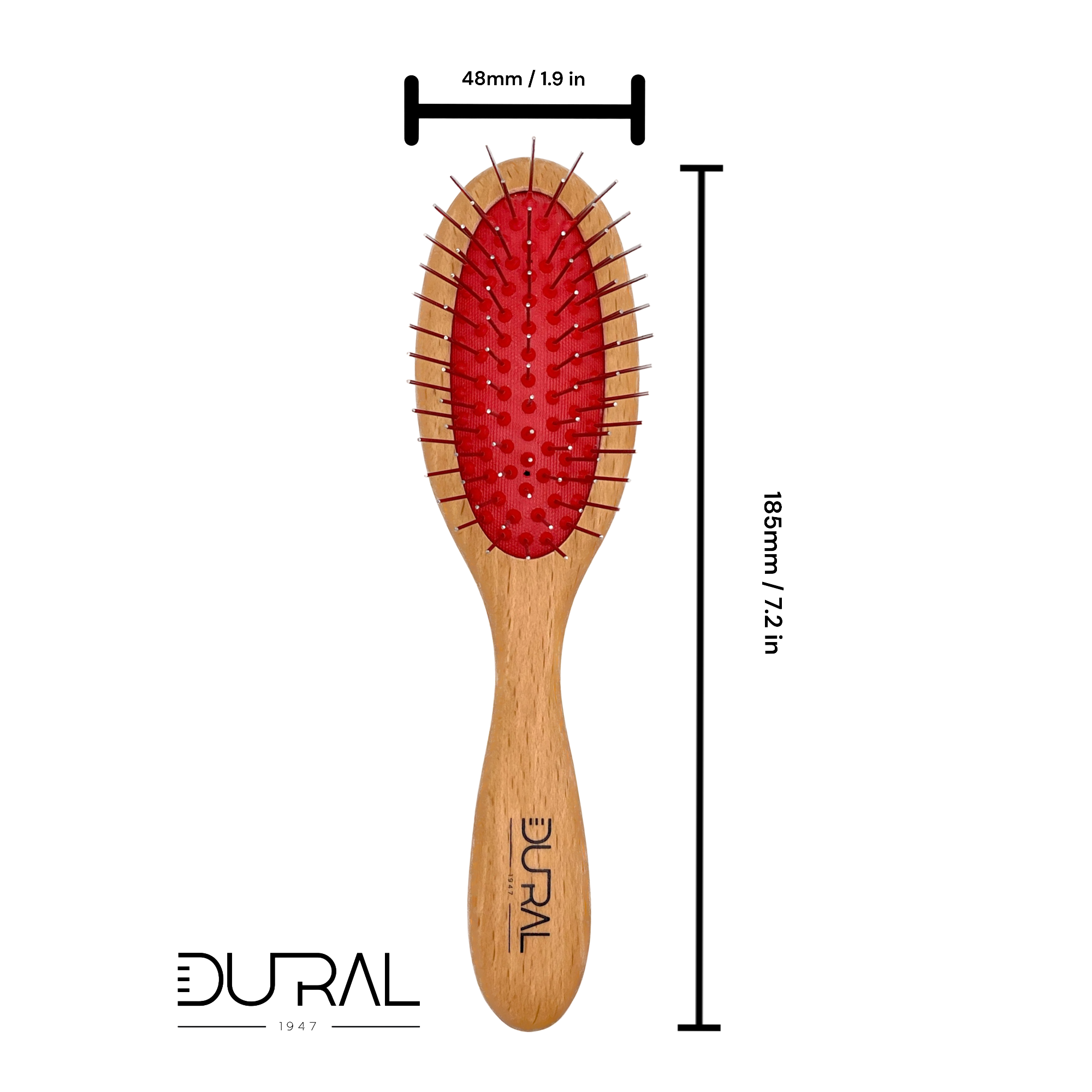 Dural Hair Brush Beech Wood Oiled Steel pins without ball tips