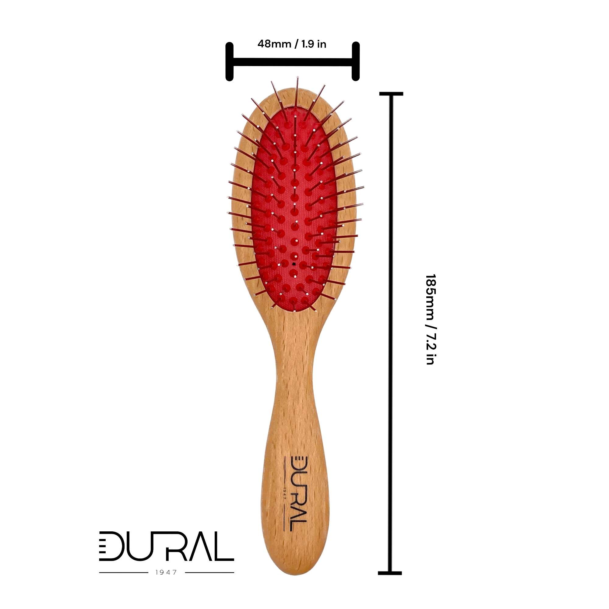 Dural Hair Brush Beech Wood Oiled Steel pins without ball tips