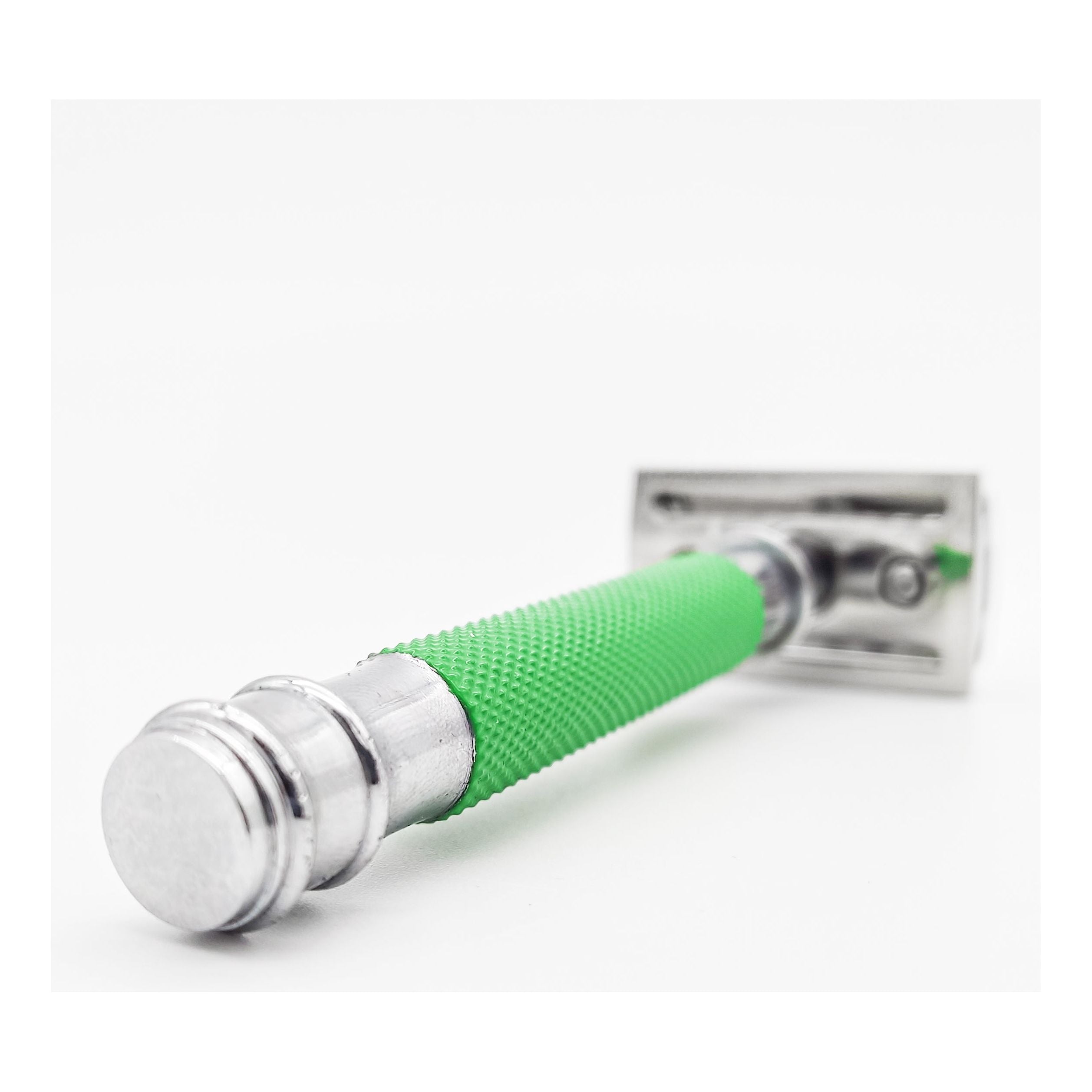 Dural Heavy Stroud Head Double Edge Safety Razor Duty Green/Silver + Pouch