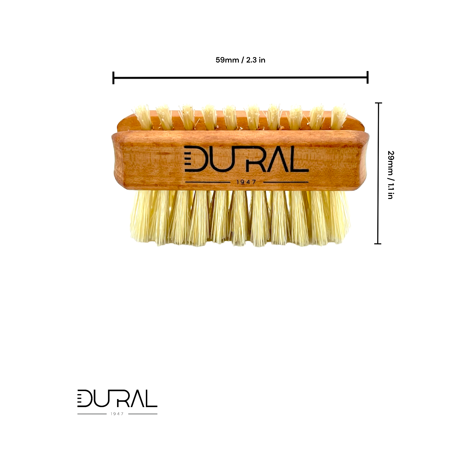 Dural Pear wood hand/nail brush with natural bristles - 1 & 5 rows