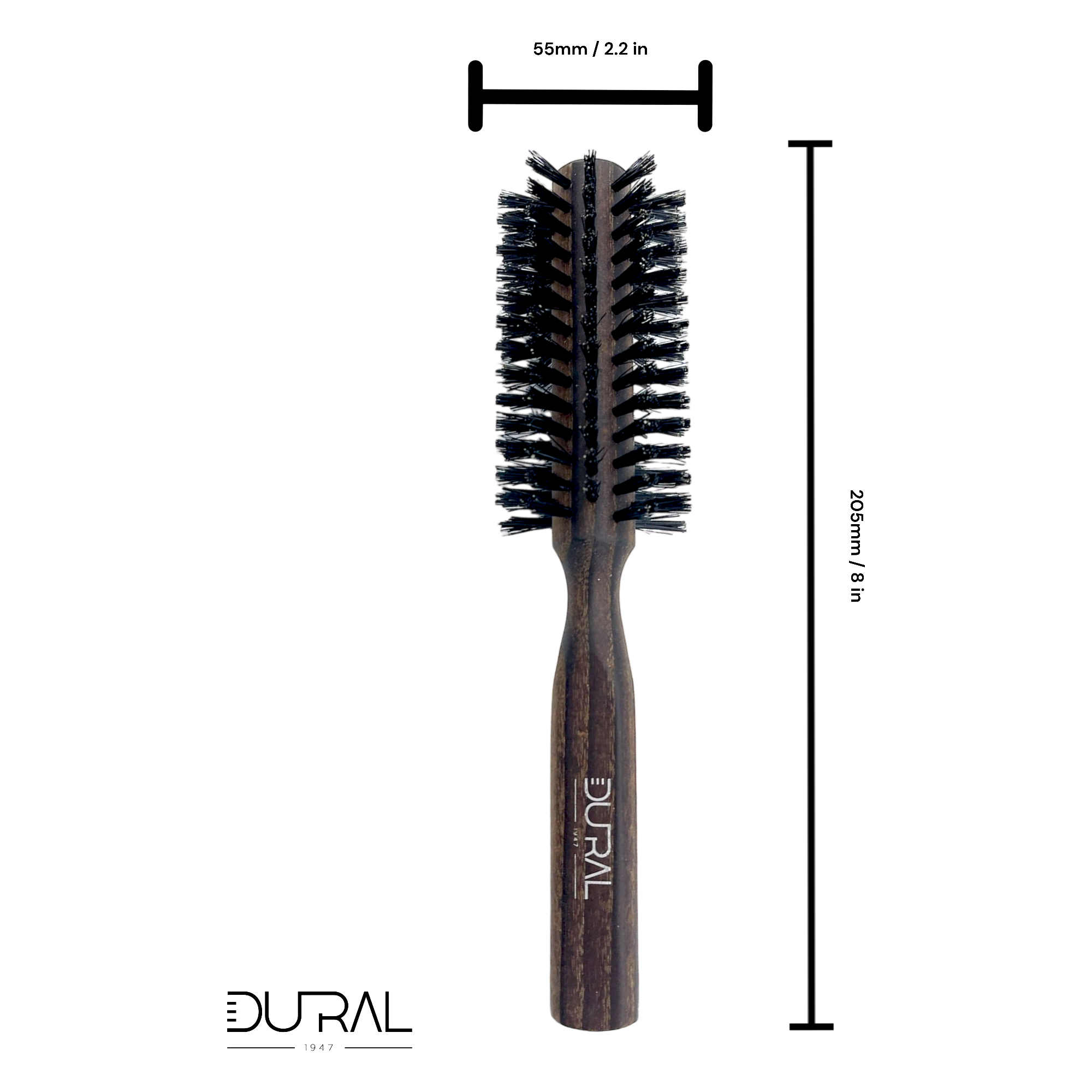 Dural Thermo Ash Wood 10 rows round hair brush with boar bristles