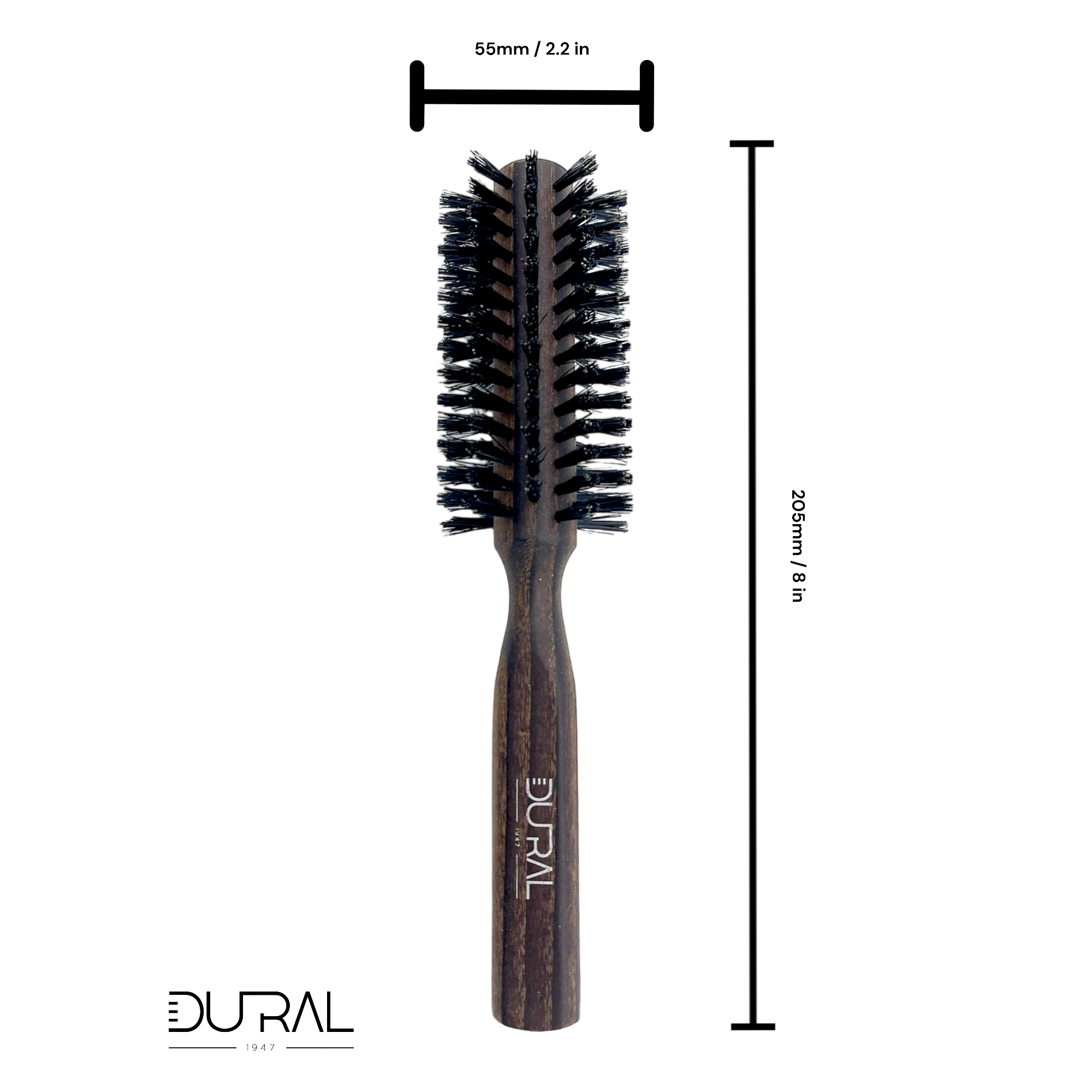 Dural Thermo Ash Wood 10 rows round hair brush with boar bristles