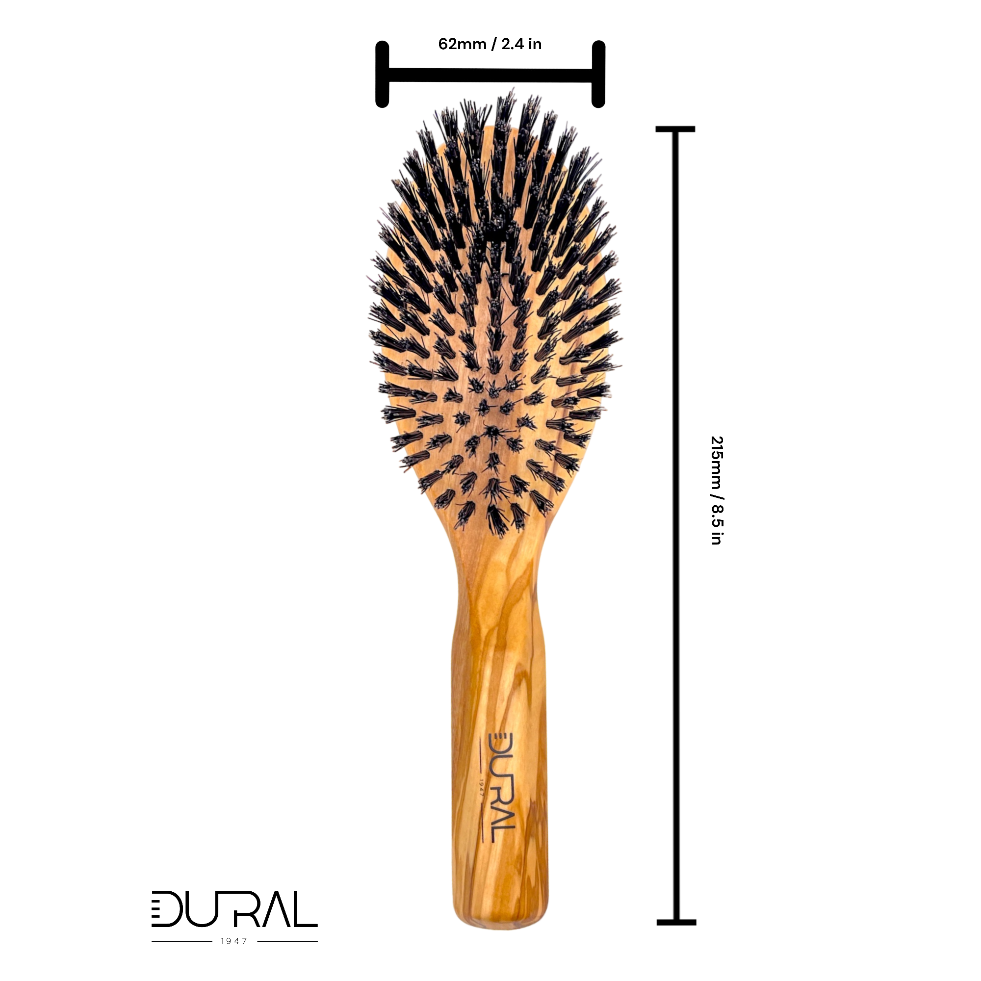 Dural Olive wood boar bristles hair brush - 9 rows