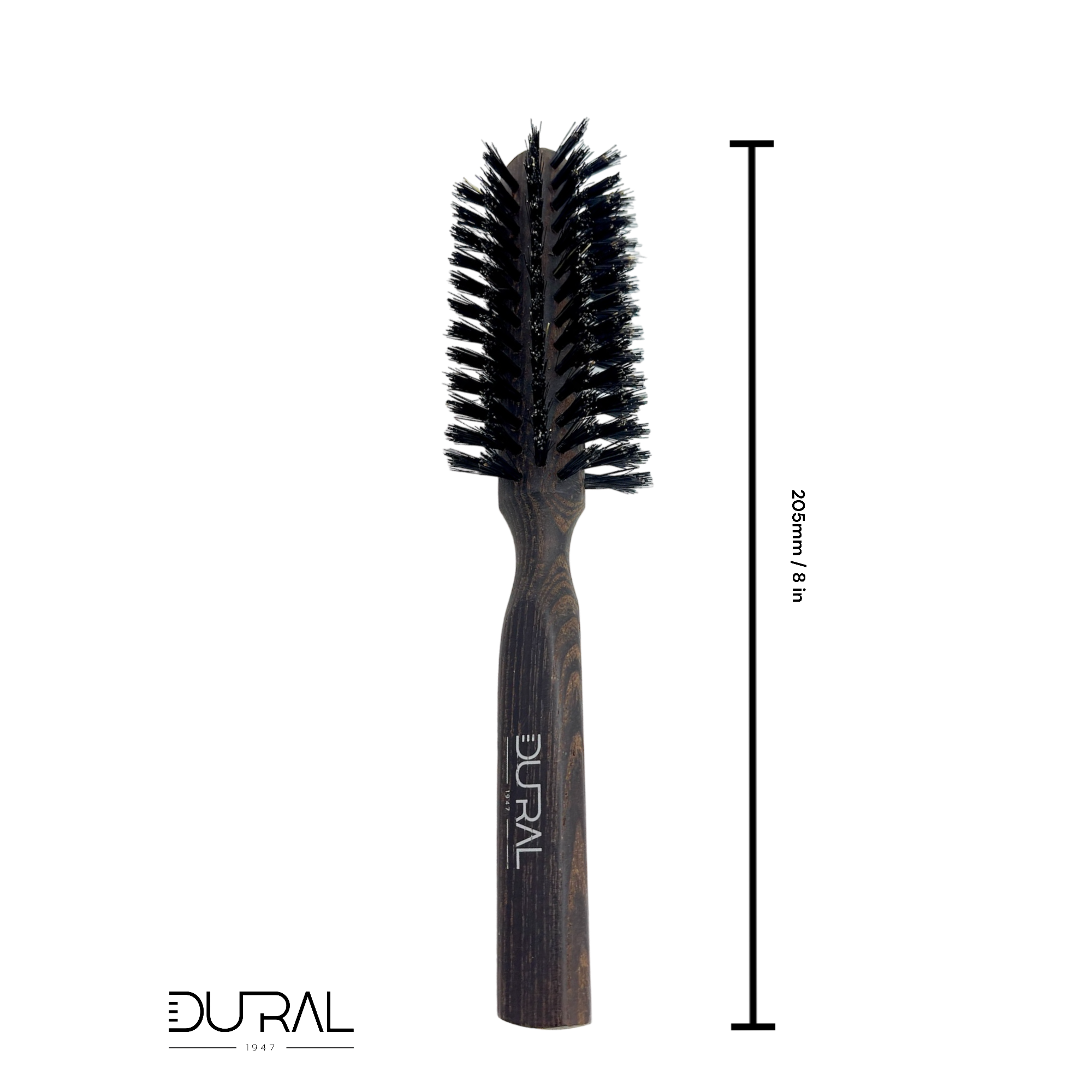 Dural Thermo ash wood half round hair brush with boar bristles - 8 rows
