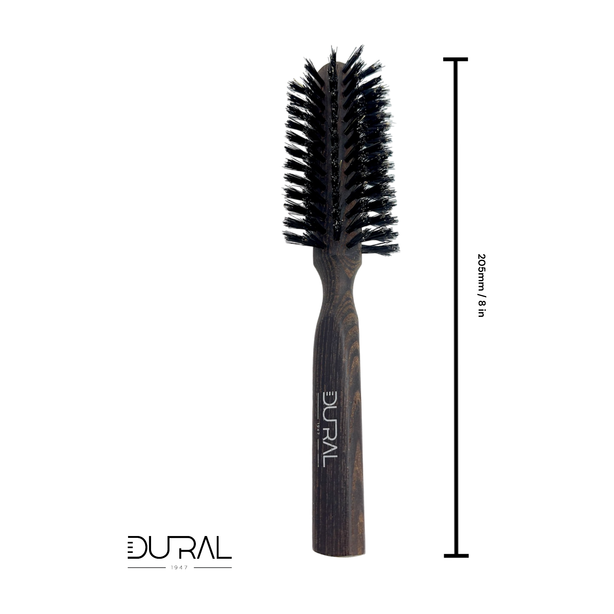 Dural Thermo ash wood half round hair brush with boar bristles - 8 rows