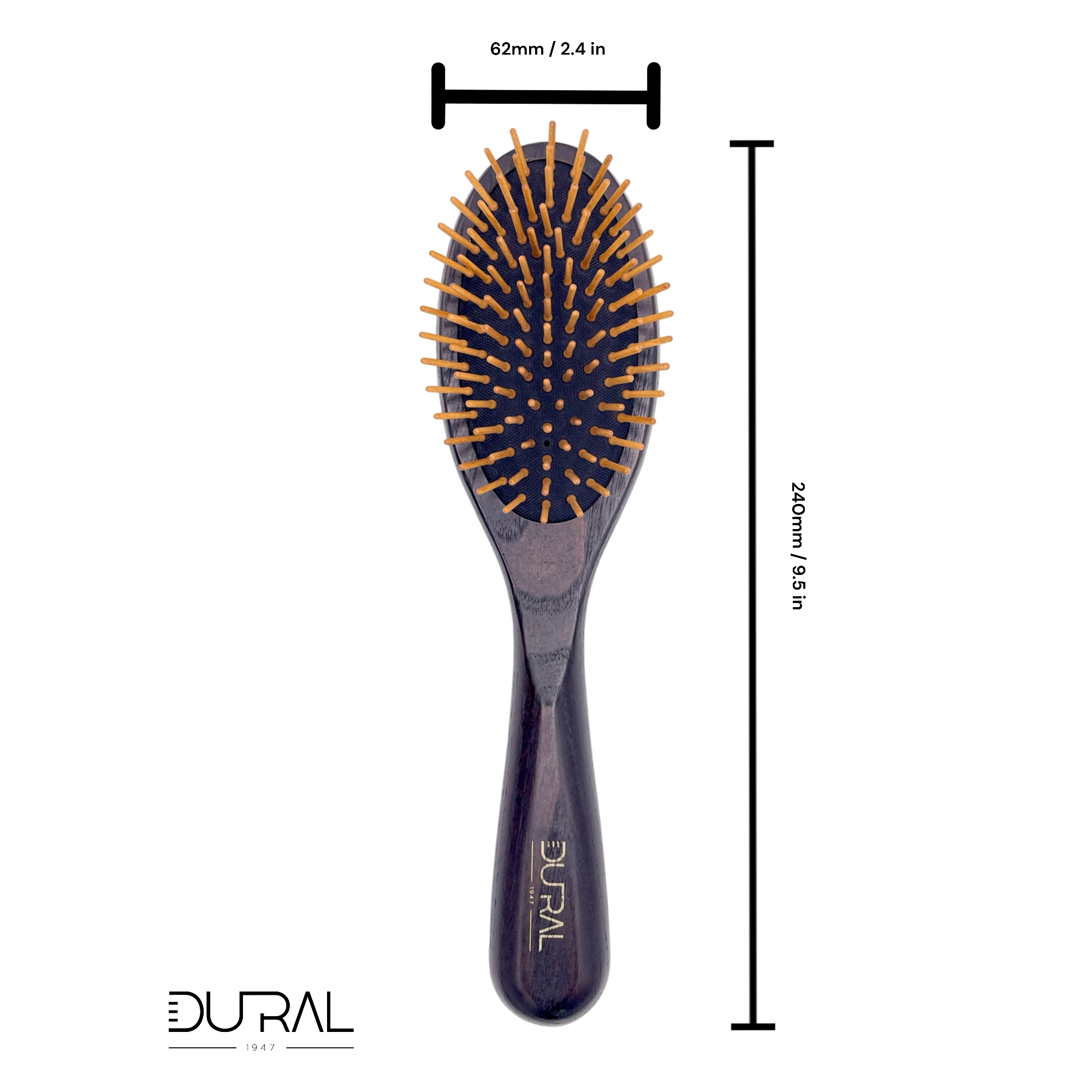 Dural Ash Wood rubber cushion hair brush with wooden pins